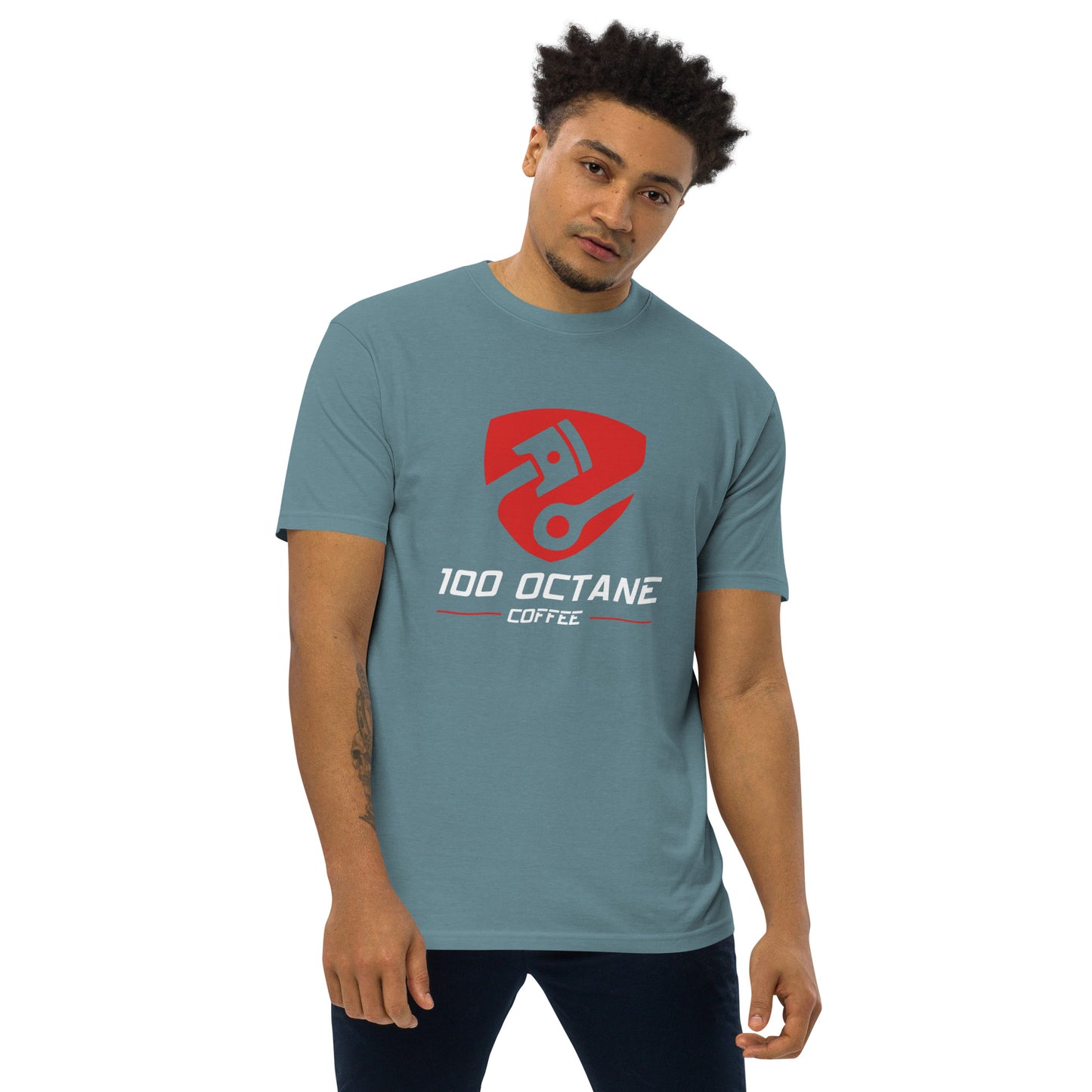 100 Octane Coffee Red & White Logo Tee