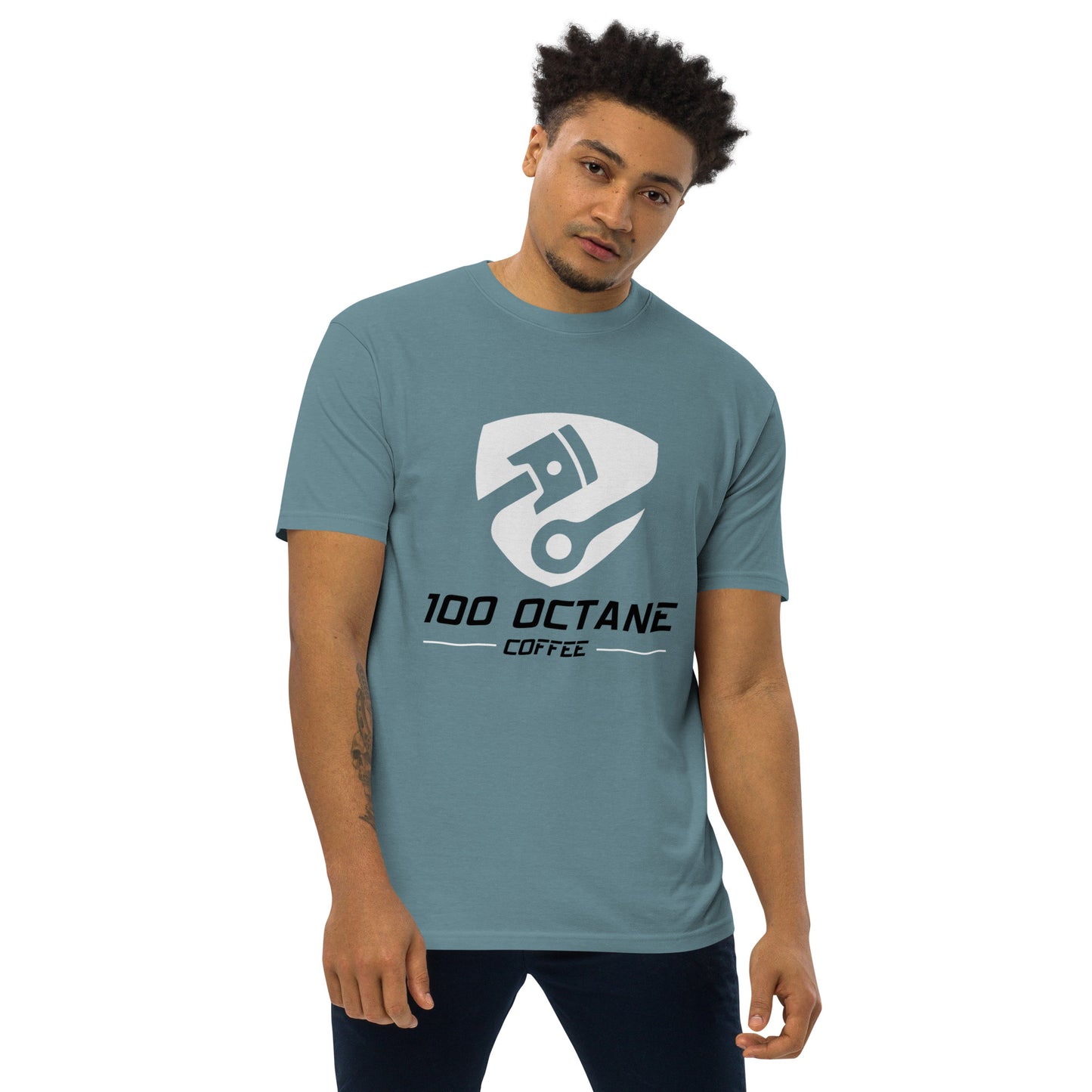 100 Octane Coffee White & Black Logo Men Tee