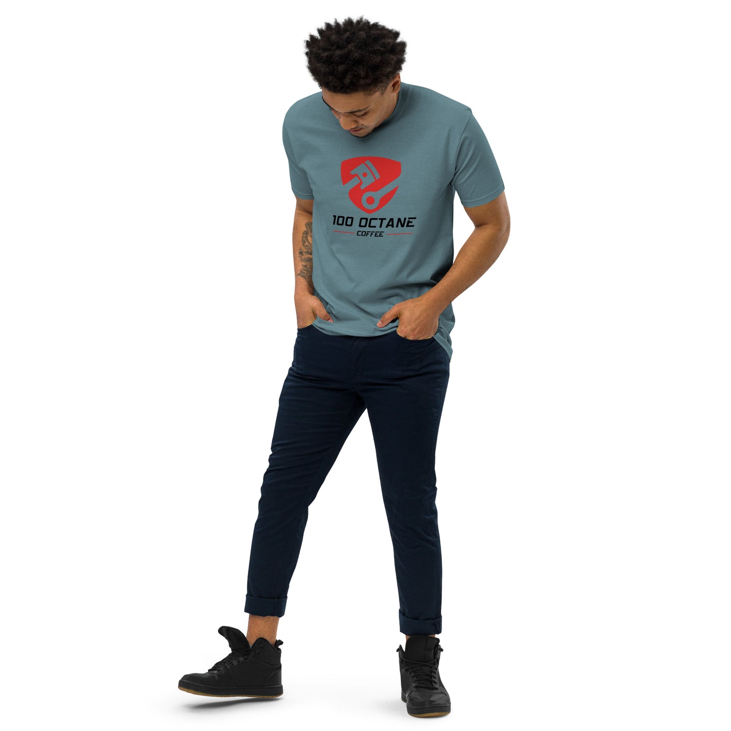 100 Octane Coffee Red & Black Logo Men Tee