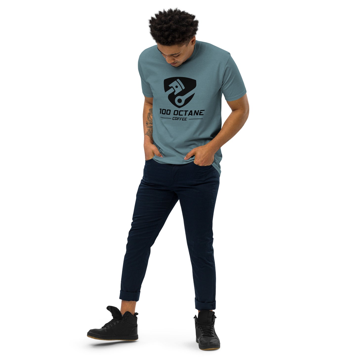 100 Octane Coffee Black Logo Men Tee
