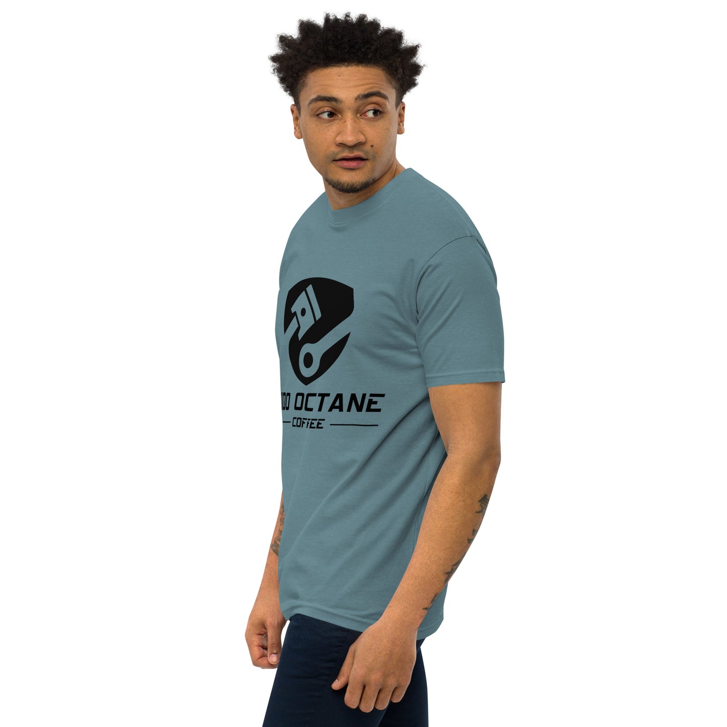 100 Octane Coffee Black Logo Men Tee