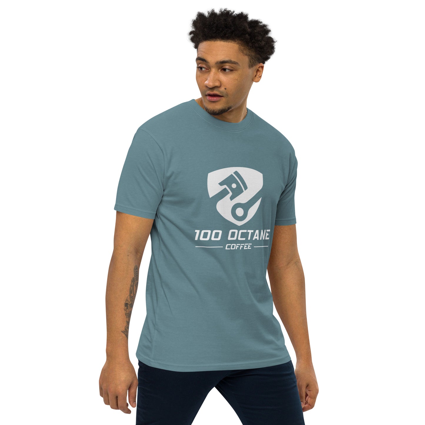100 Octane Coffee White Logo Men Tee