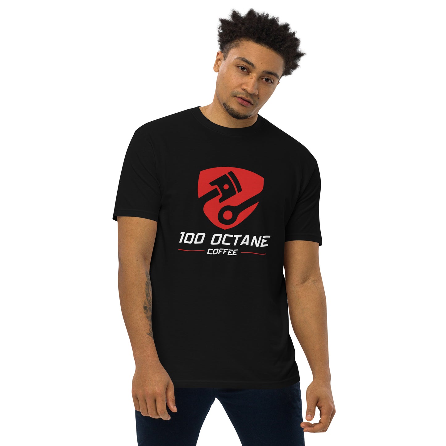 100 Octane Coffee Red & White Logo Tee