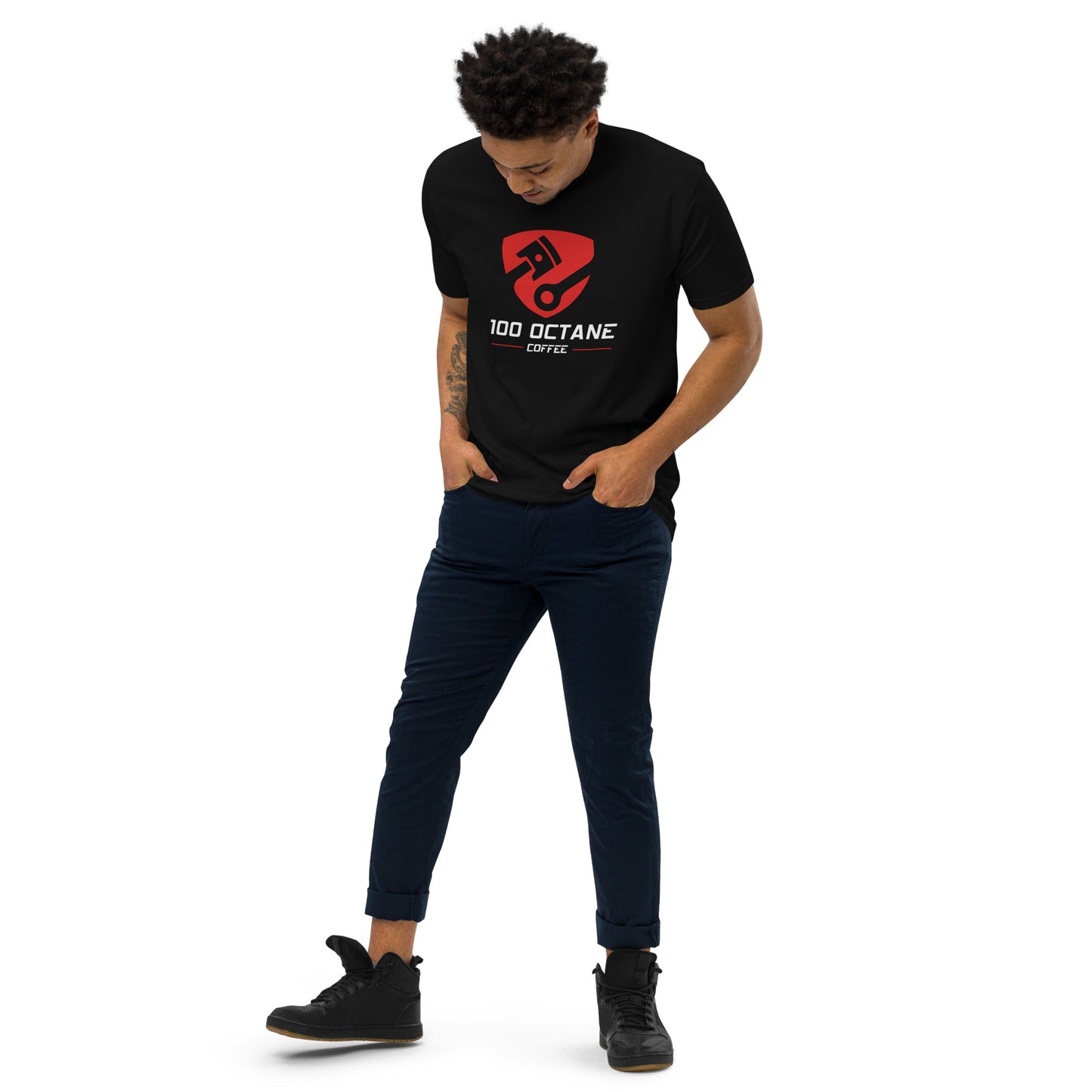 100 Octane Coffee Red & White Logo Tee