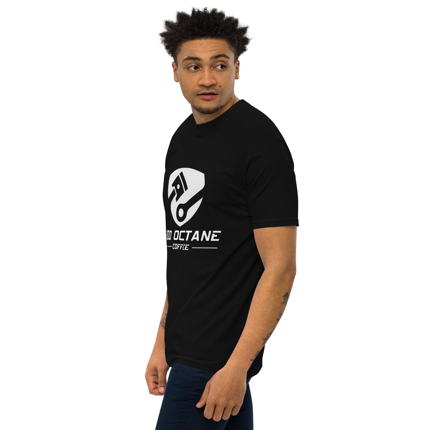 100 Octane Coffee White Logo Men Tee