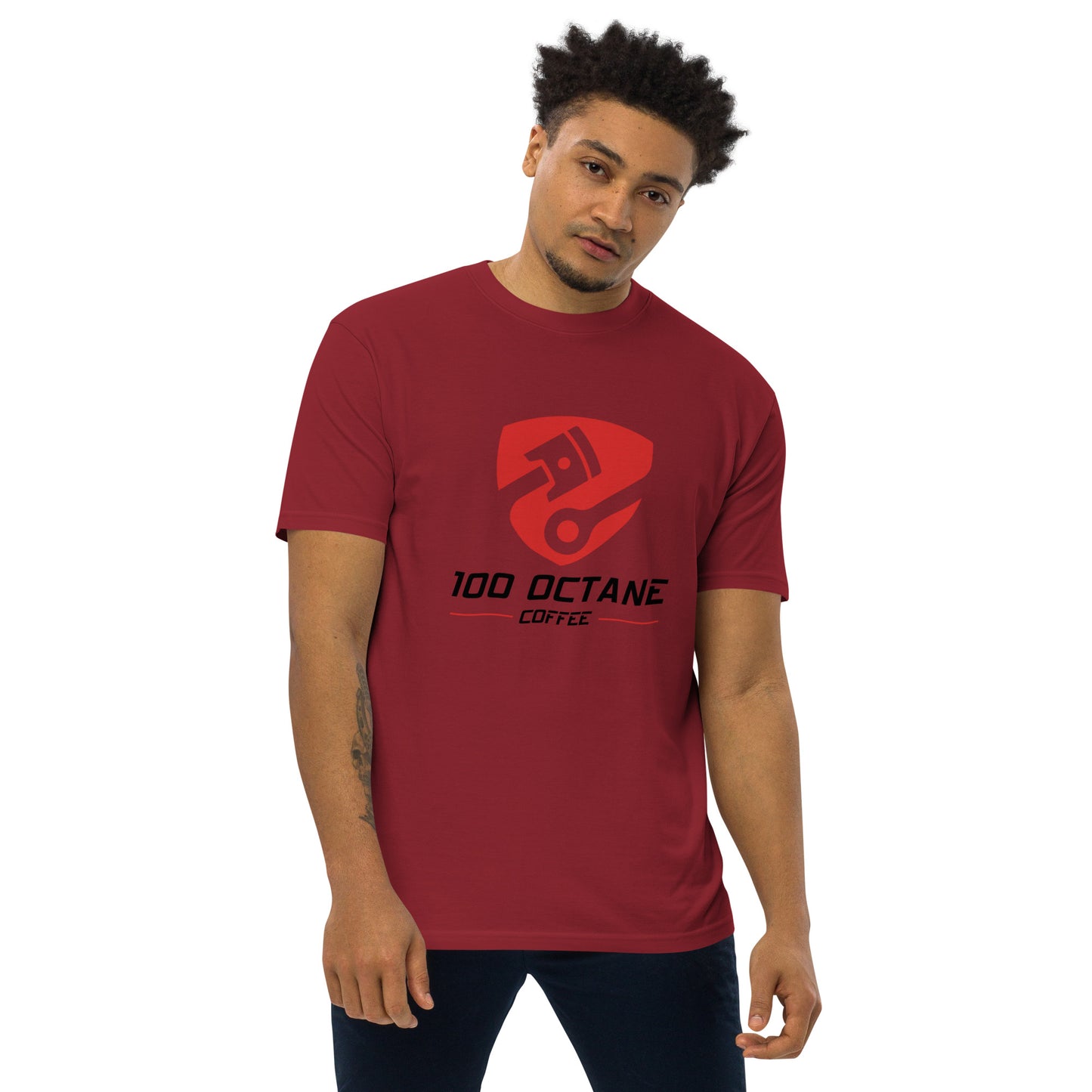 100 Octane Coffee Red & Black Logo Men Tee