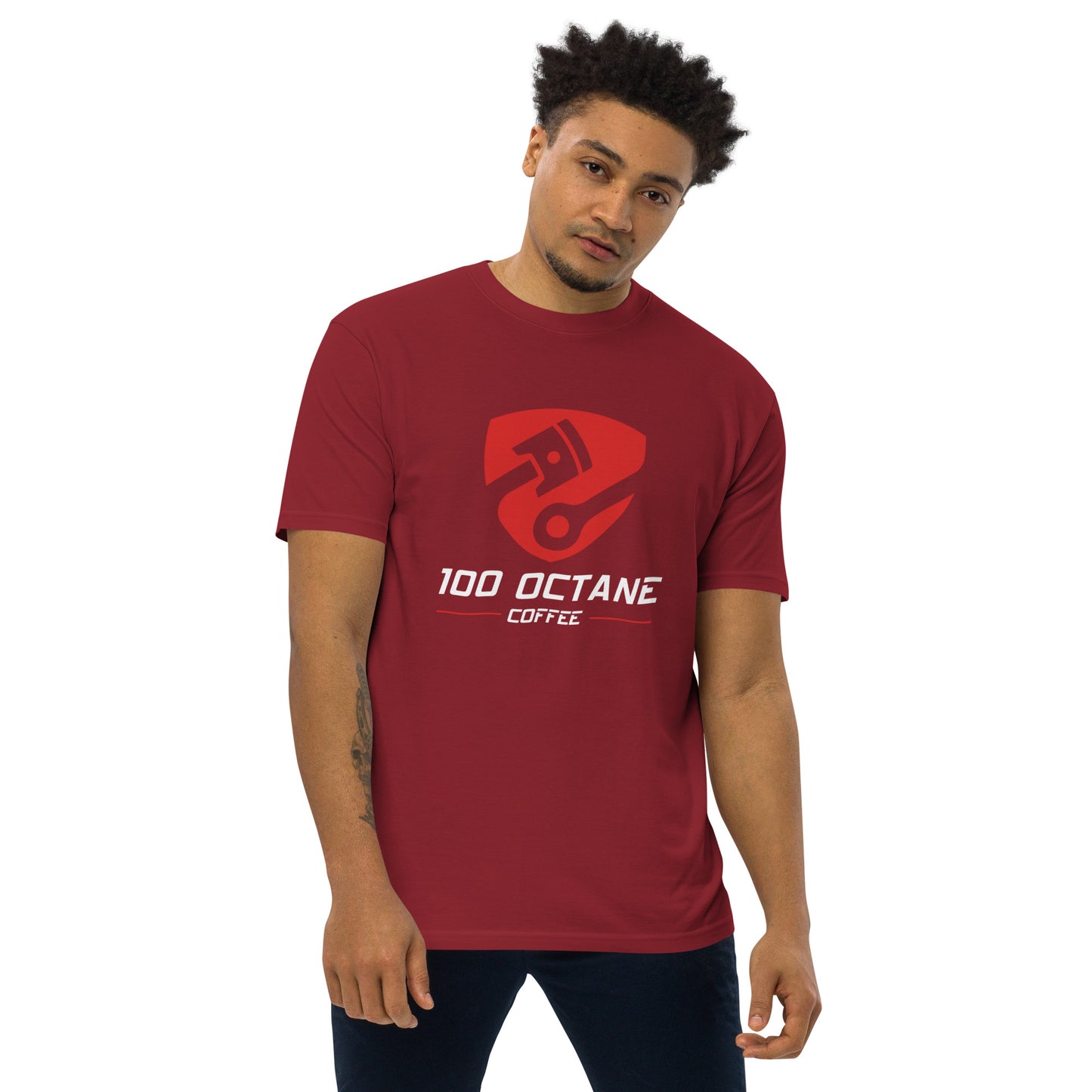 100 Octane Coffee Red & White Logo Tee