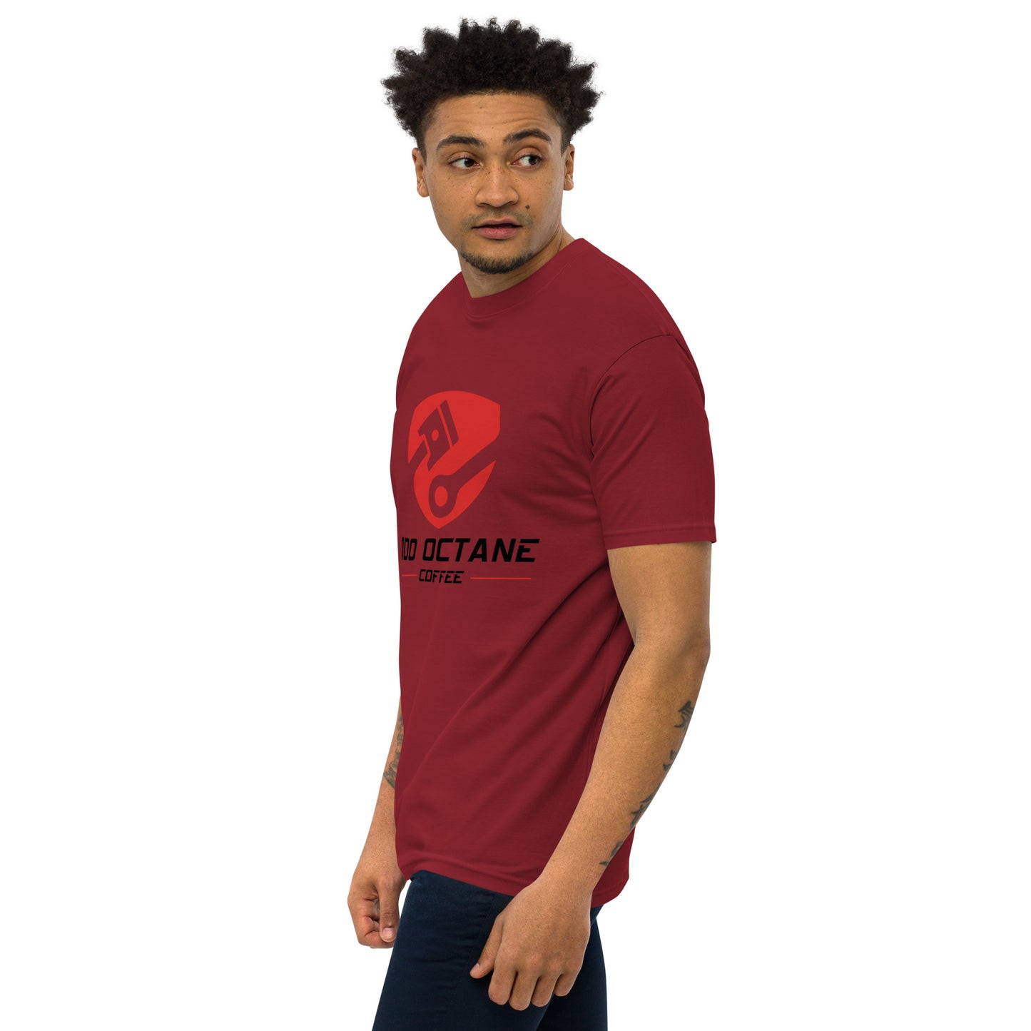 100 Octane Coffee Red & Black Logo Men Tee