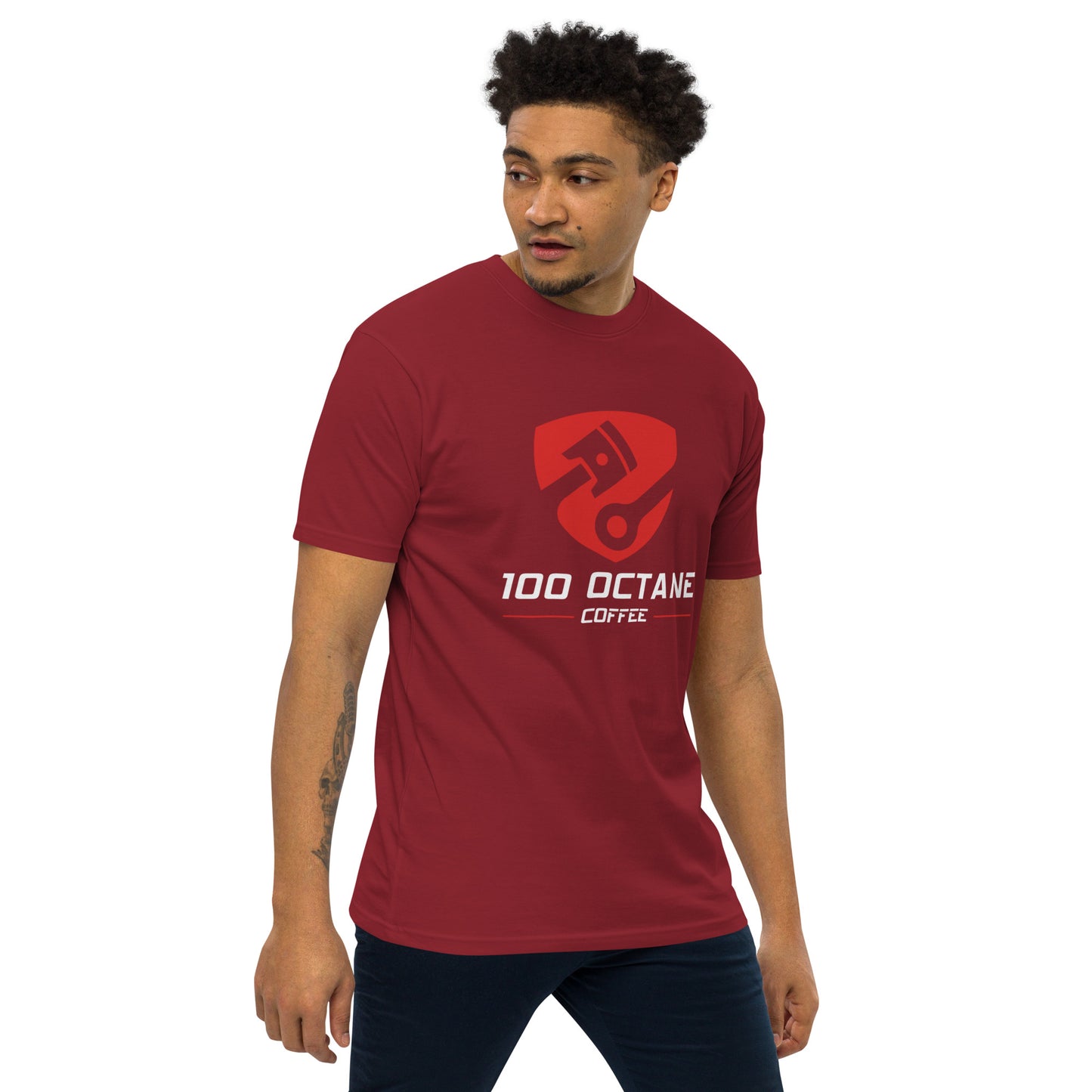 100 Octane Coffee Red & White Logo Tee