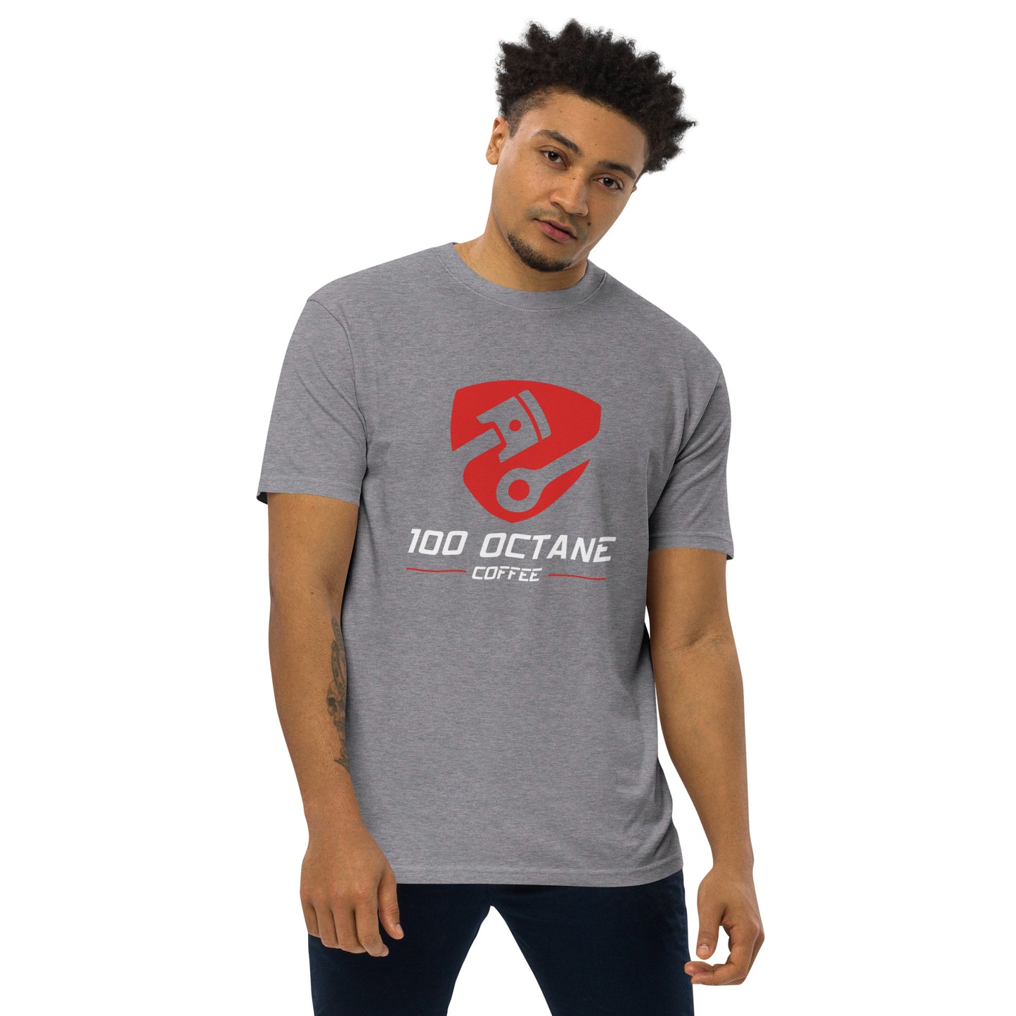 100 Octane Coffee Red & White Logo Tee