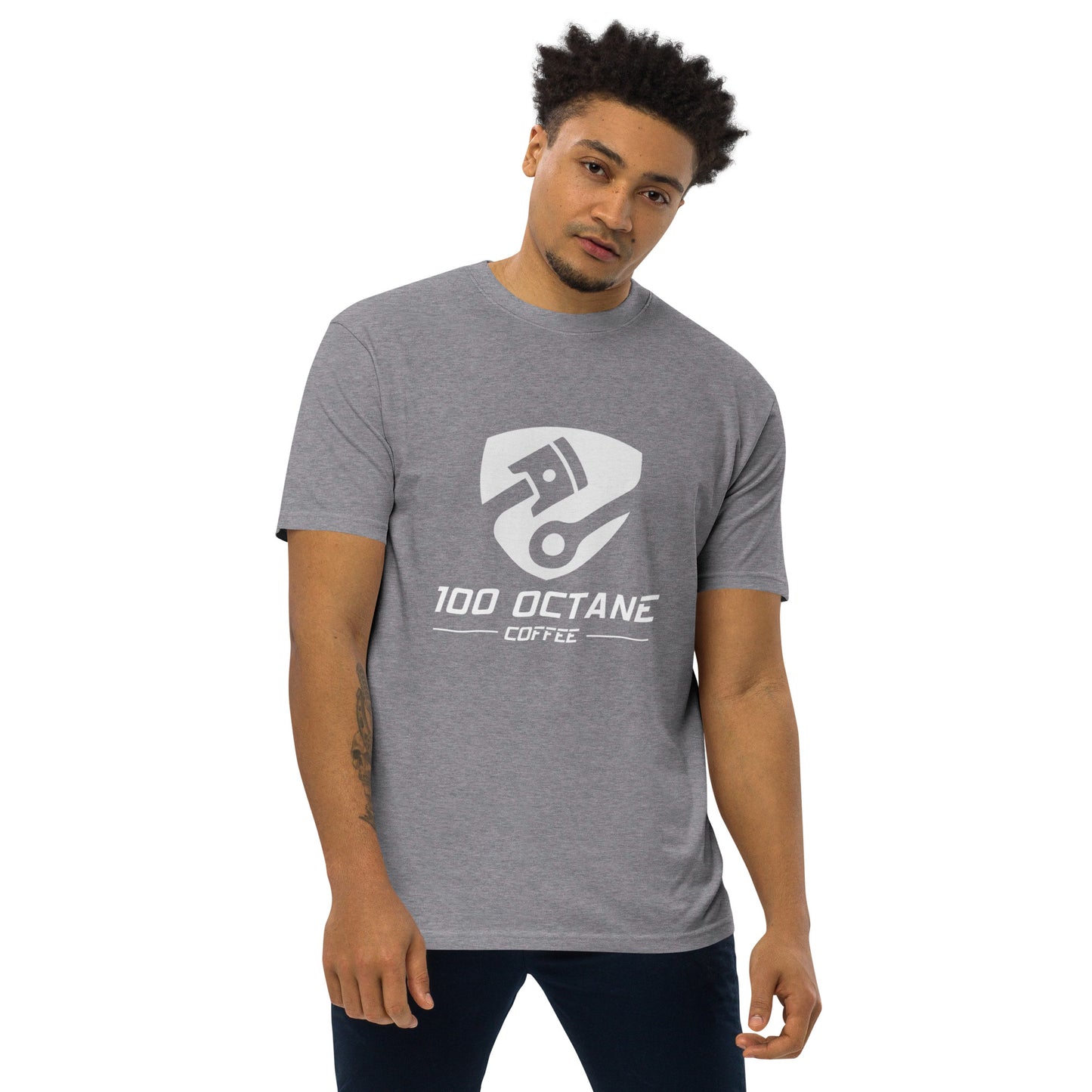 100 Octane Coffee White Logo Men Tee