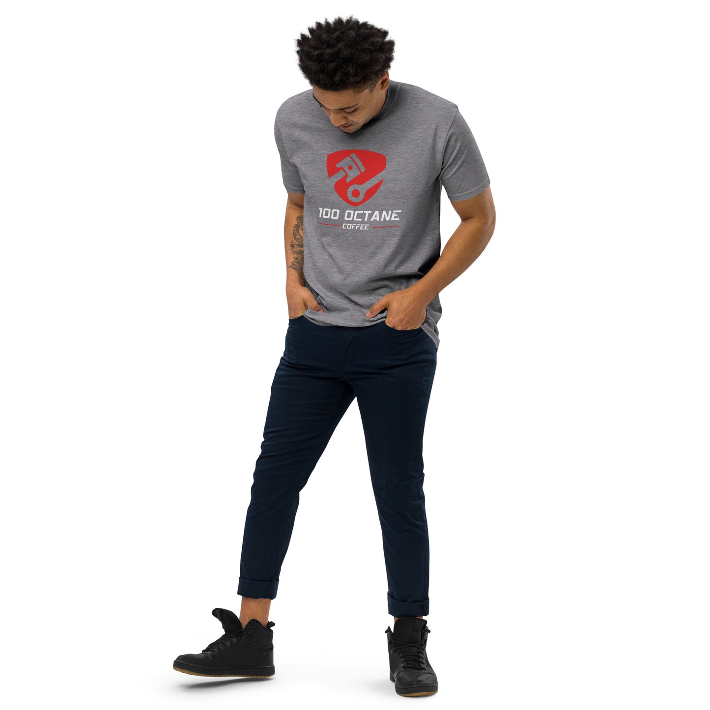 100 Octane Coffee Red & White Logo Tee