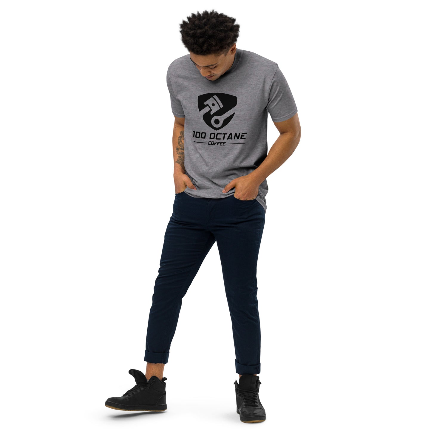 100 Octane Coffee Black Logo Men Tee
