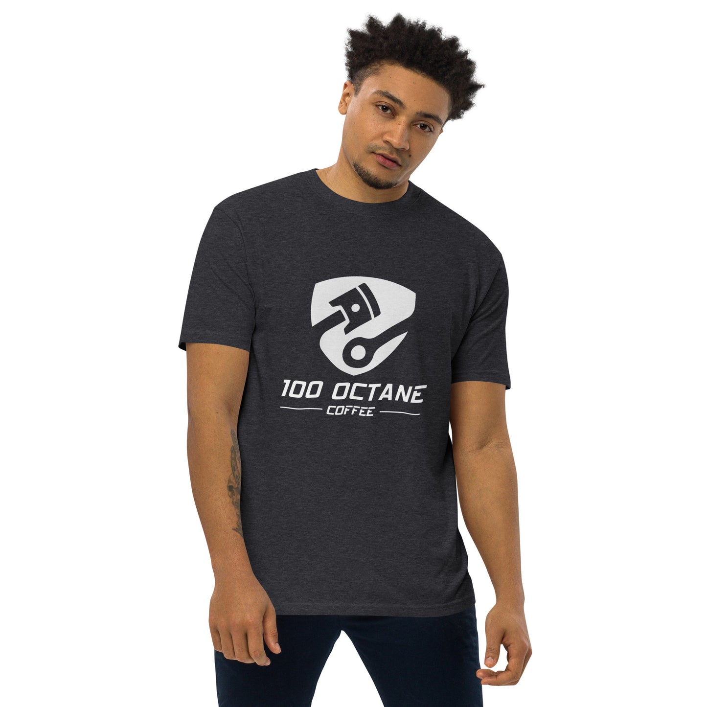 100 Octane Coffee White Logo Men Tee