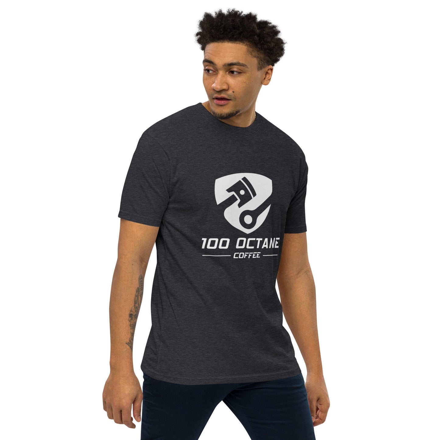 100 Octane Coffee White Logo Men Tee