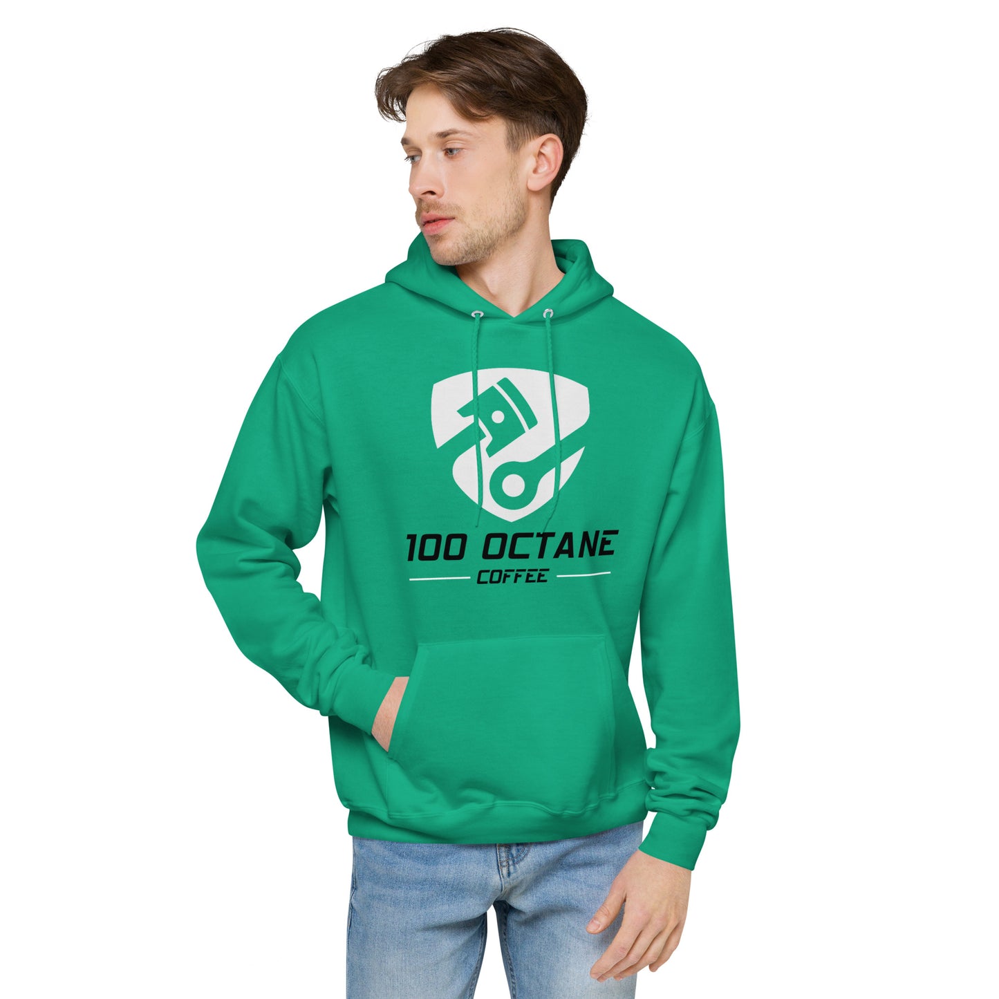 White & Black Logo Men Hoodie