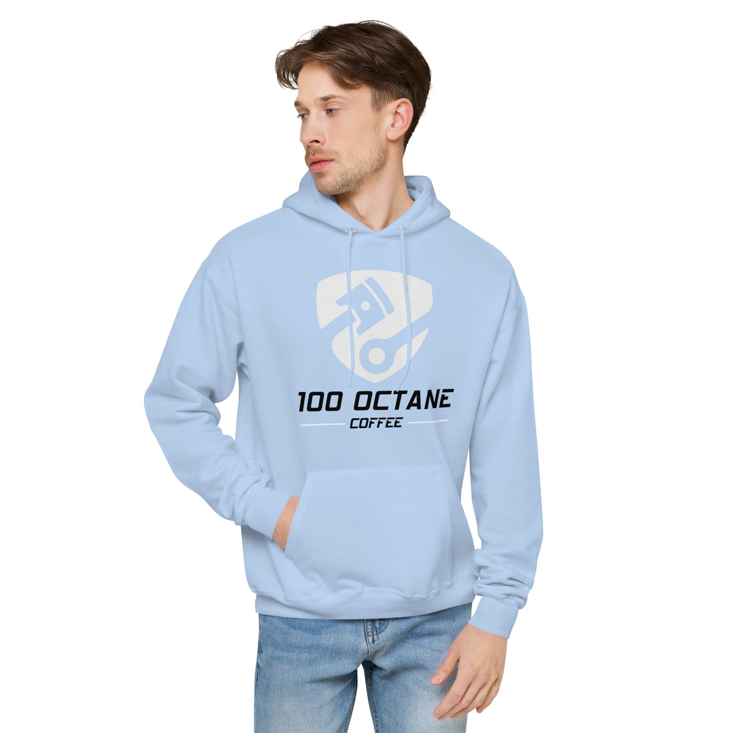 White & Black Logo Men Hoodie