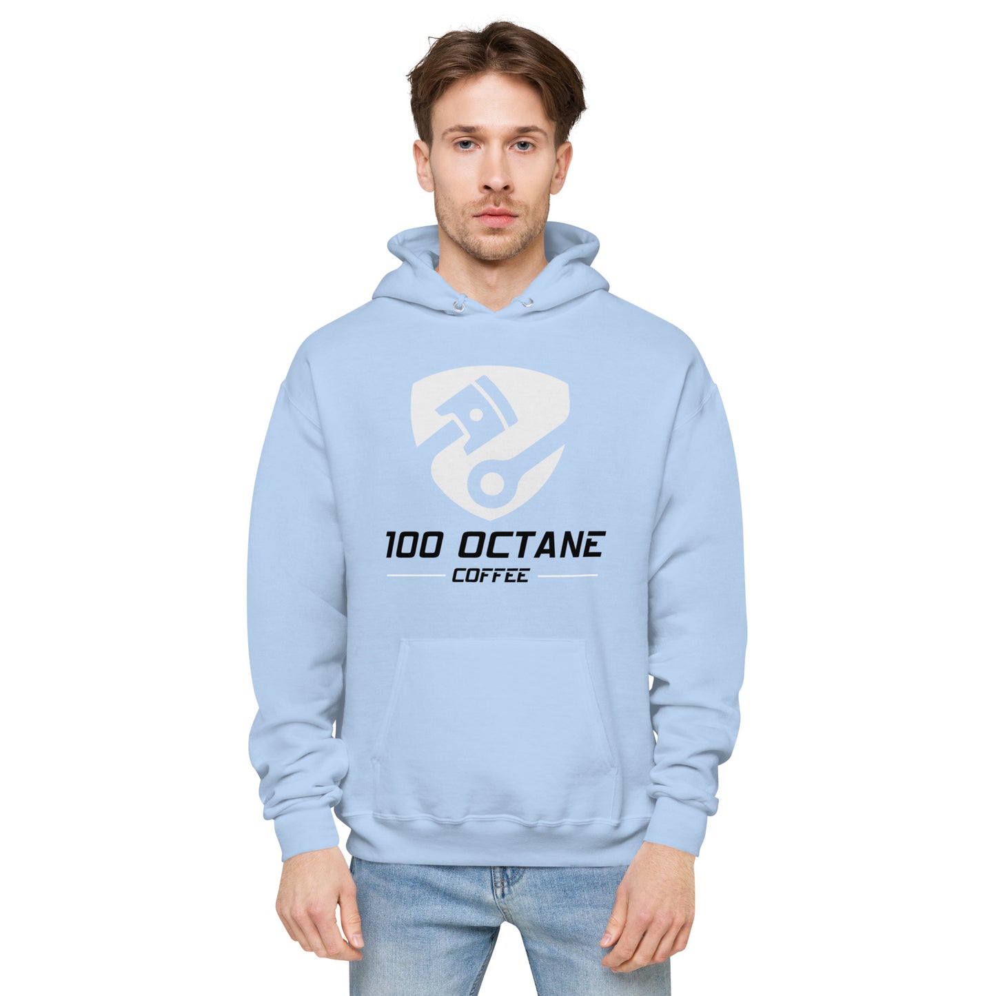 White & Black Logo Men Hoodie
