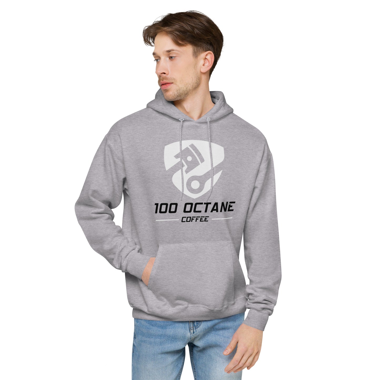 White & Black Logo Men Hoodie