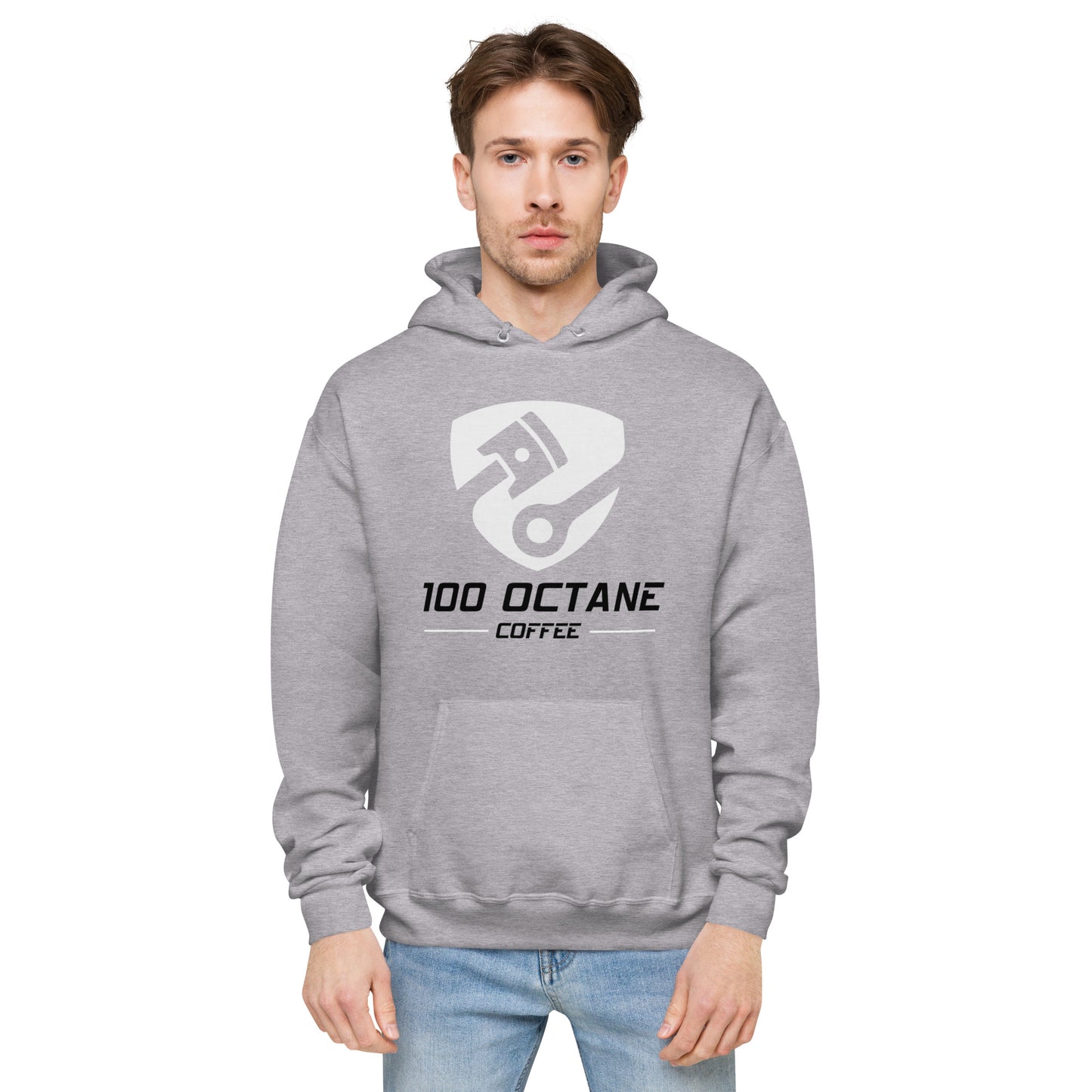 White & Black Logo Men Hoodie