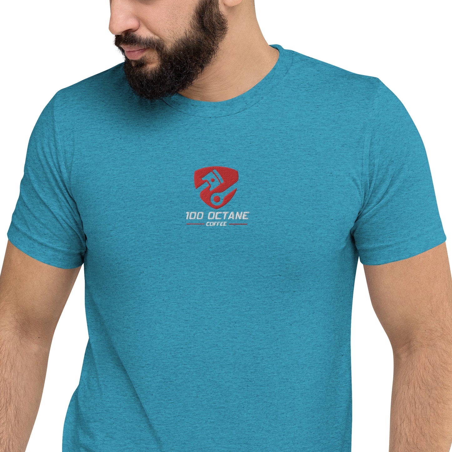 Red & White Embroidery Logo Men Tee