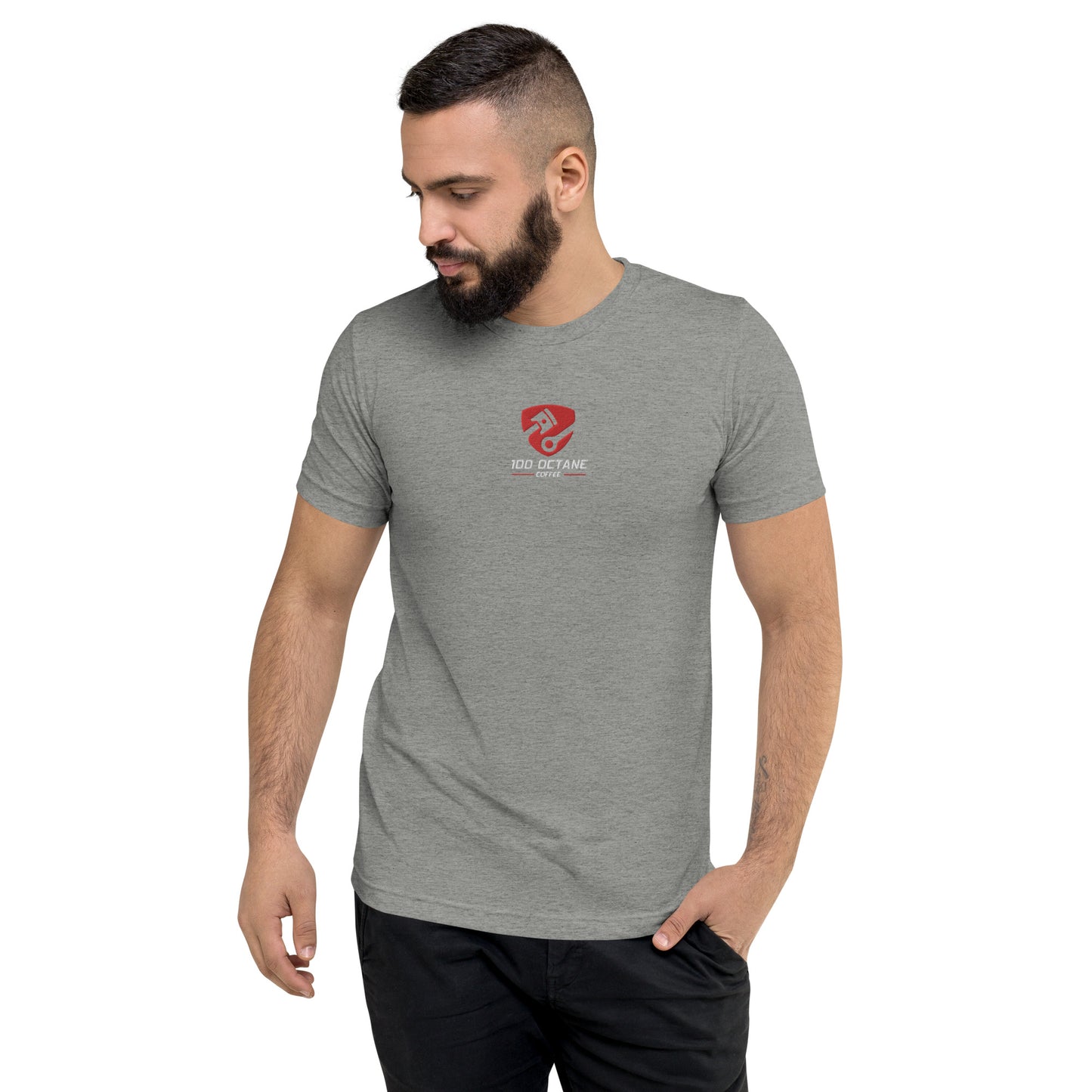 Red & White Embroidery Logo Men Tee