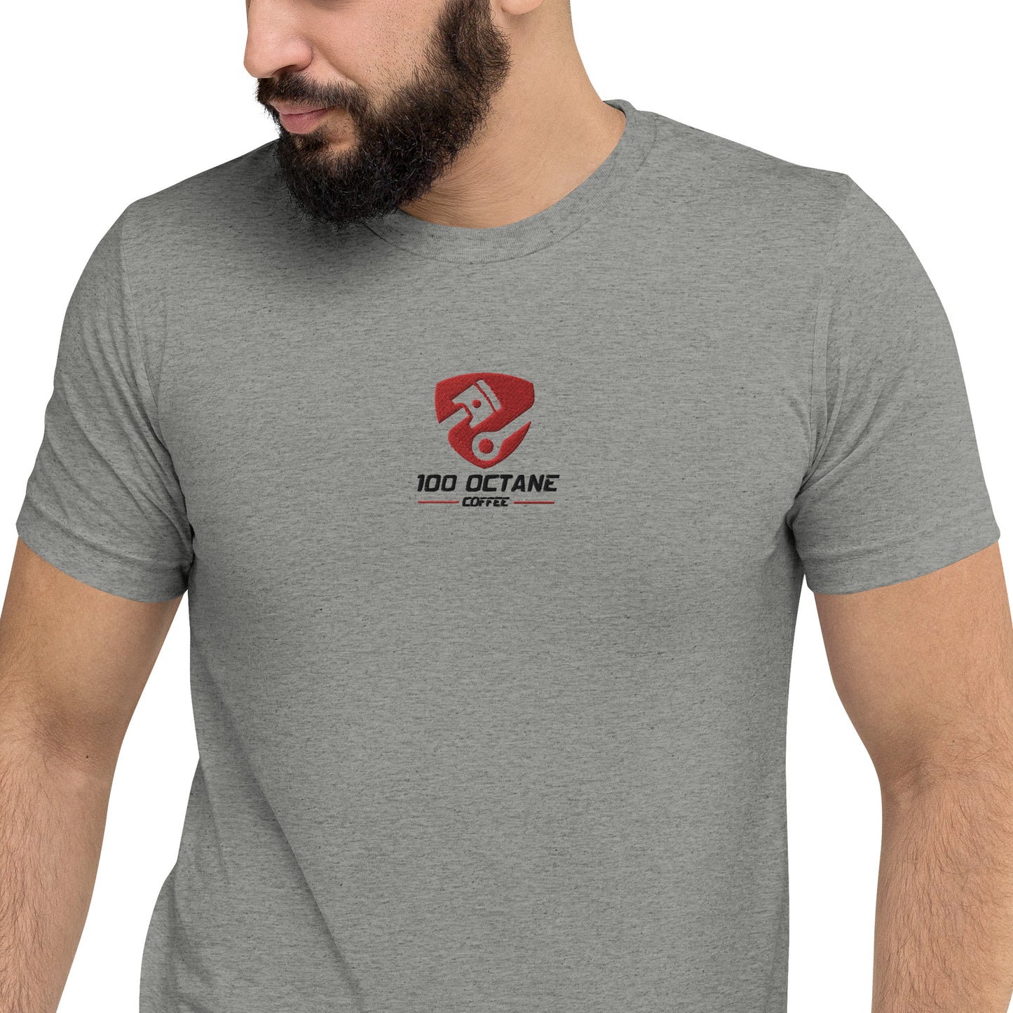 Red &Black Embroidery Logo Men Tee