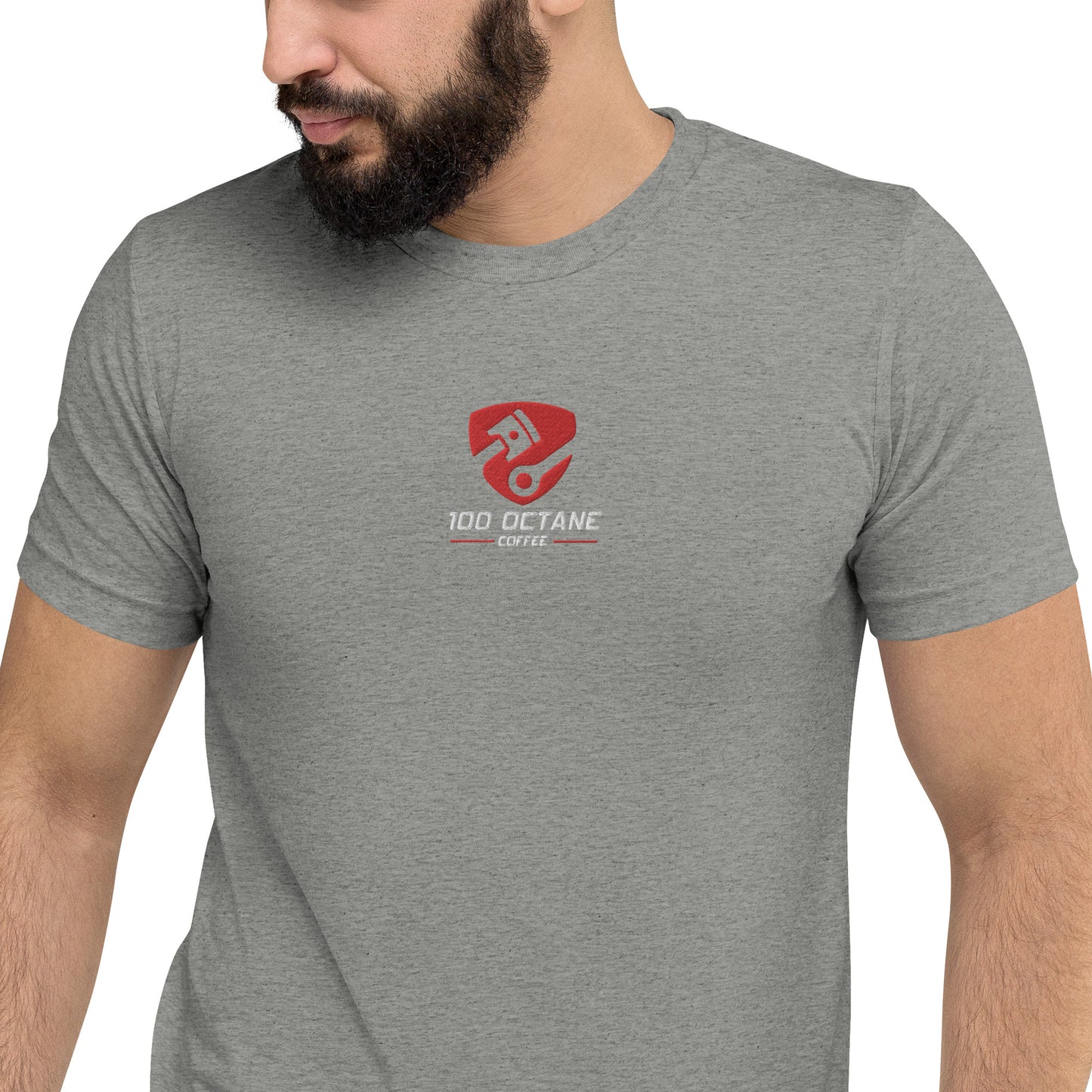 Red & White Embroidery Logo Men Tee