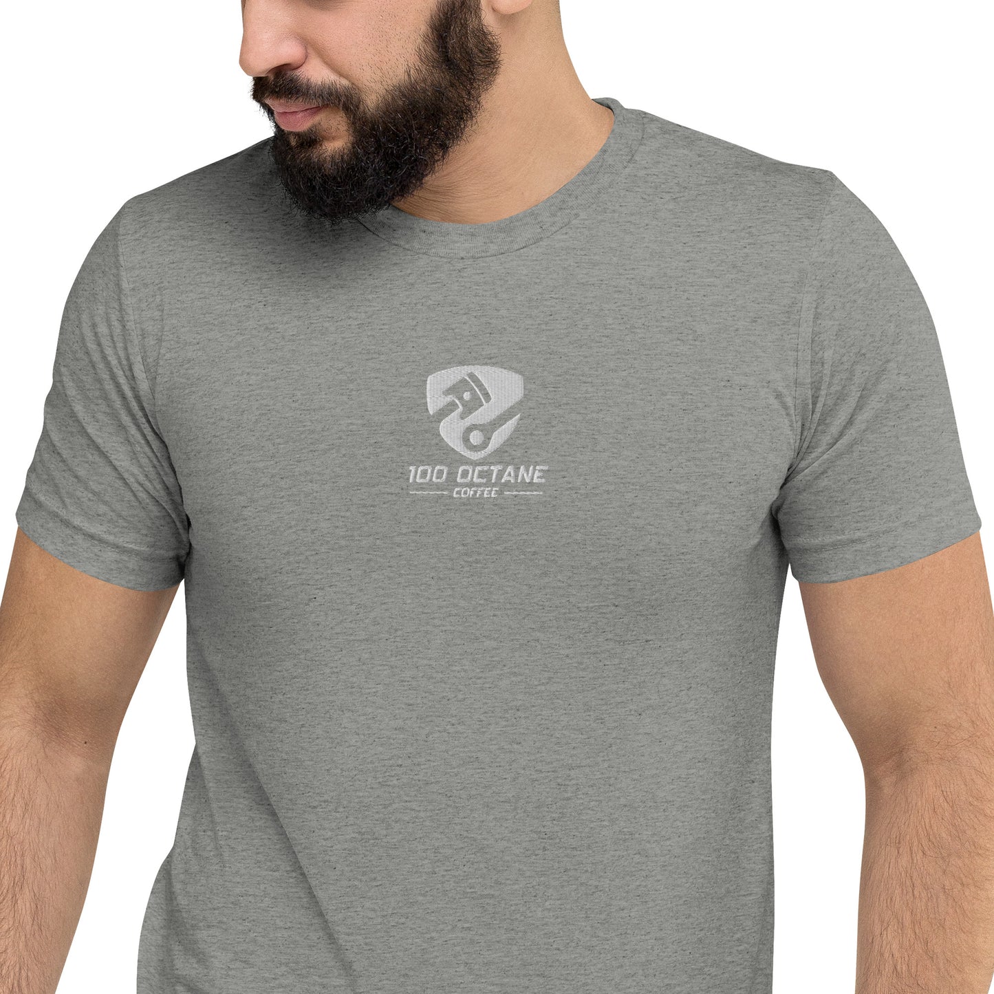 White Embroidery Logo Men Tee