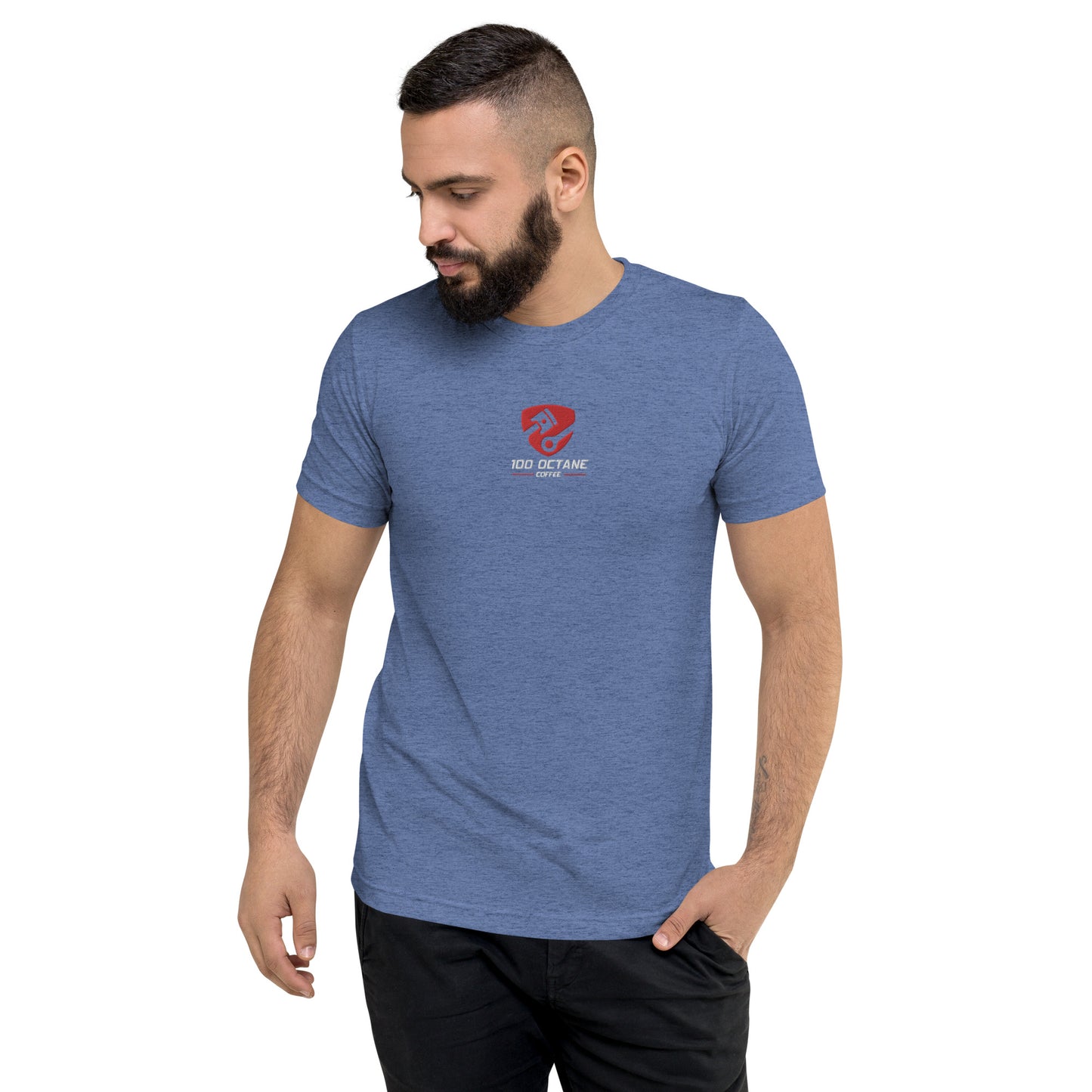 Red & White Embroidery Logo Men Tee
