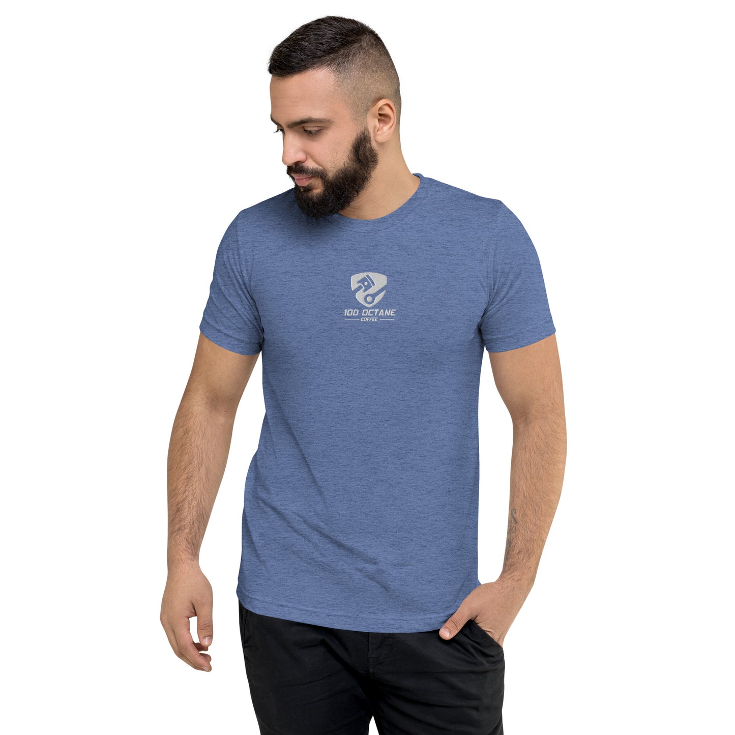 White Embroidery Logo Men Tee