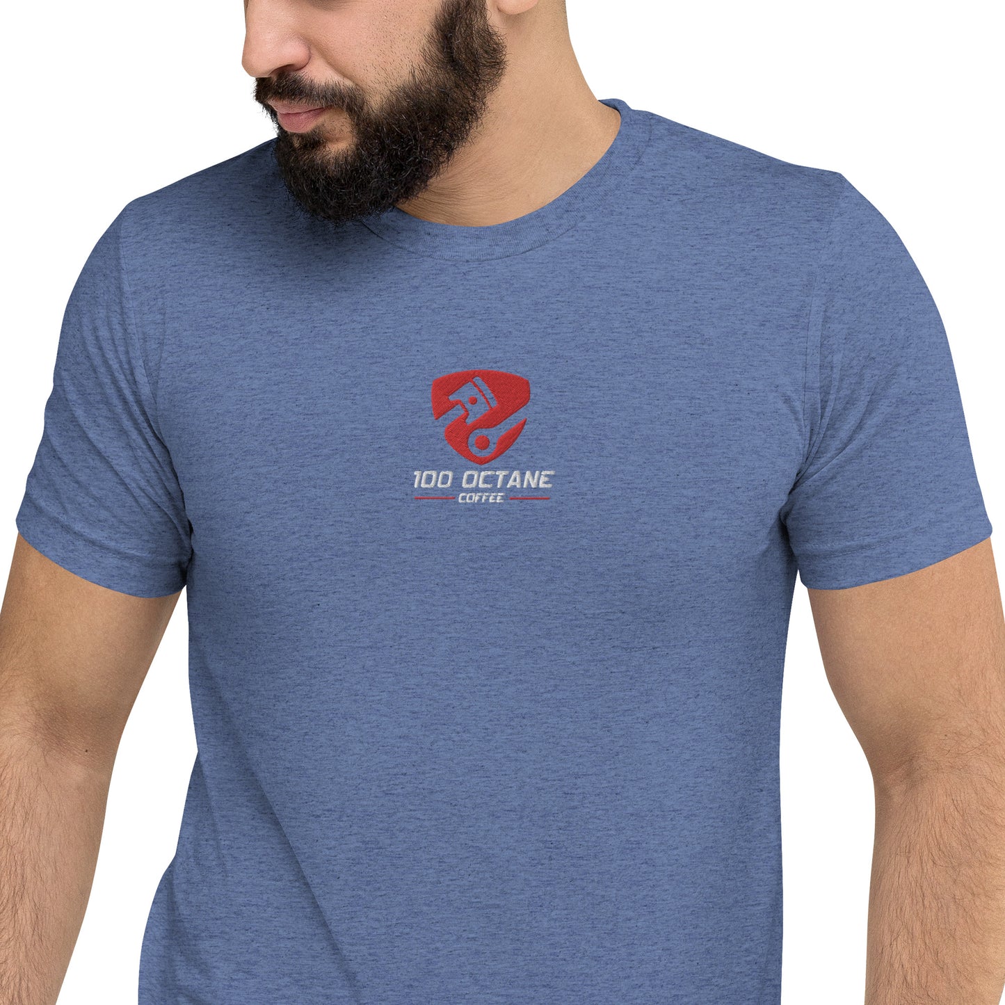 Red & White Embroidery Logo Men Tee