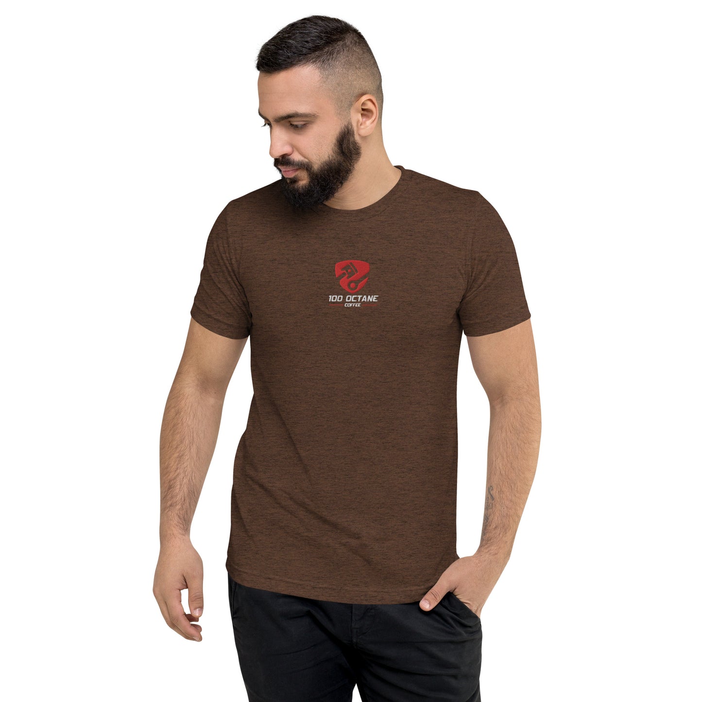 Red & White Embroidery Logo Men Tee