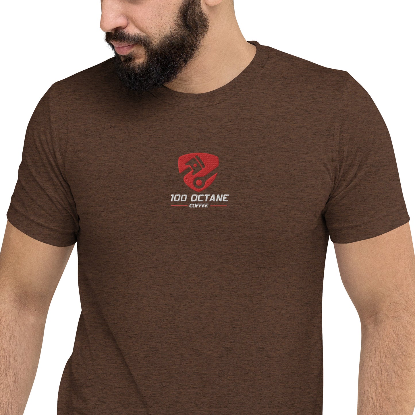 Red & White Embroidery Logo Men Tee