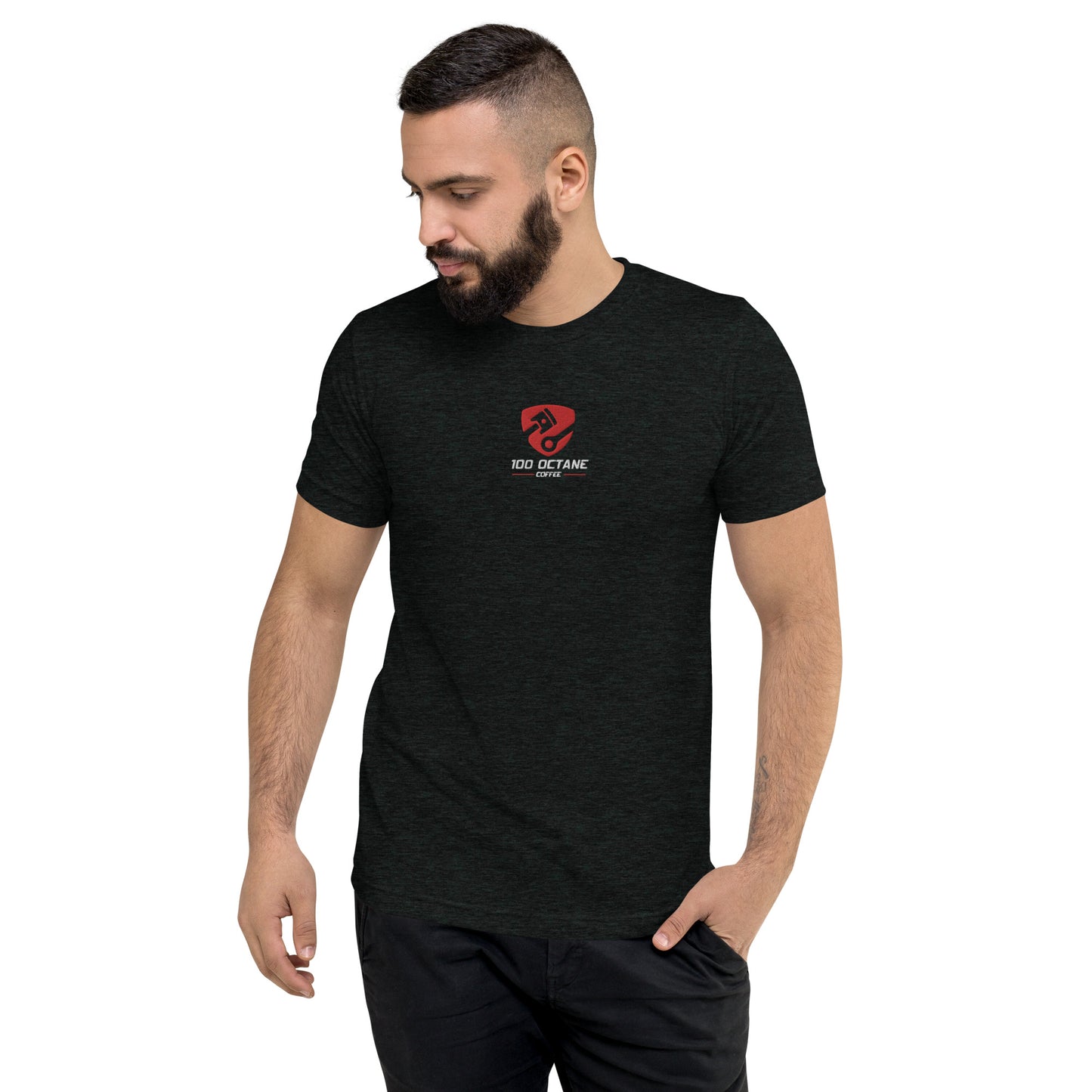 Red & White Embroidery Logo Men Tee