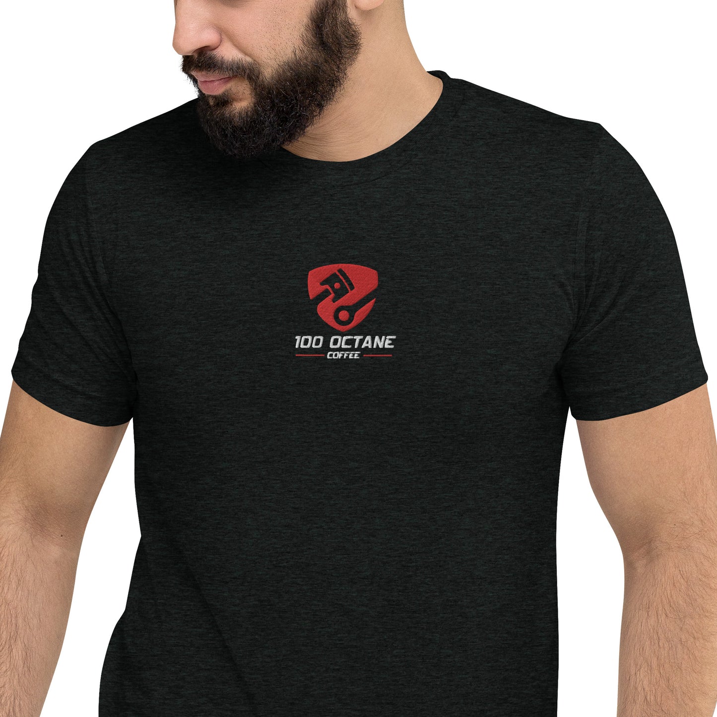 Red & White Embroidery Logo Men Tee