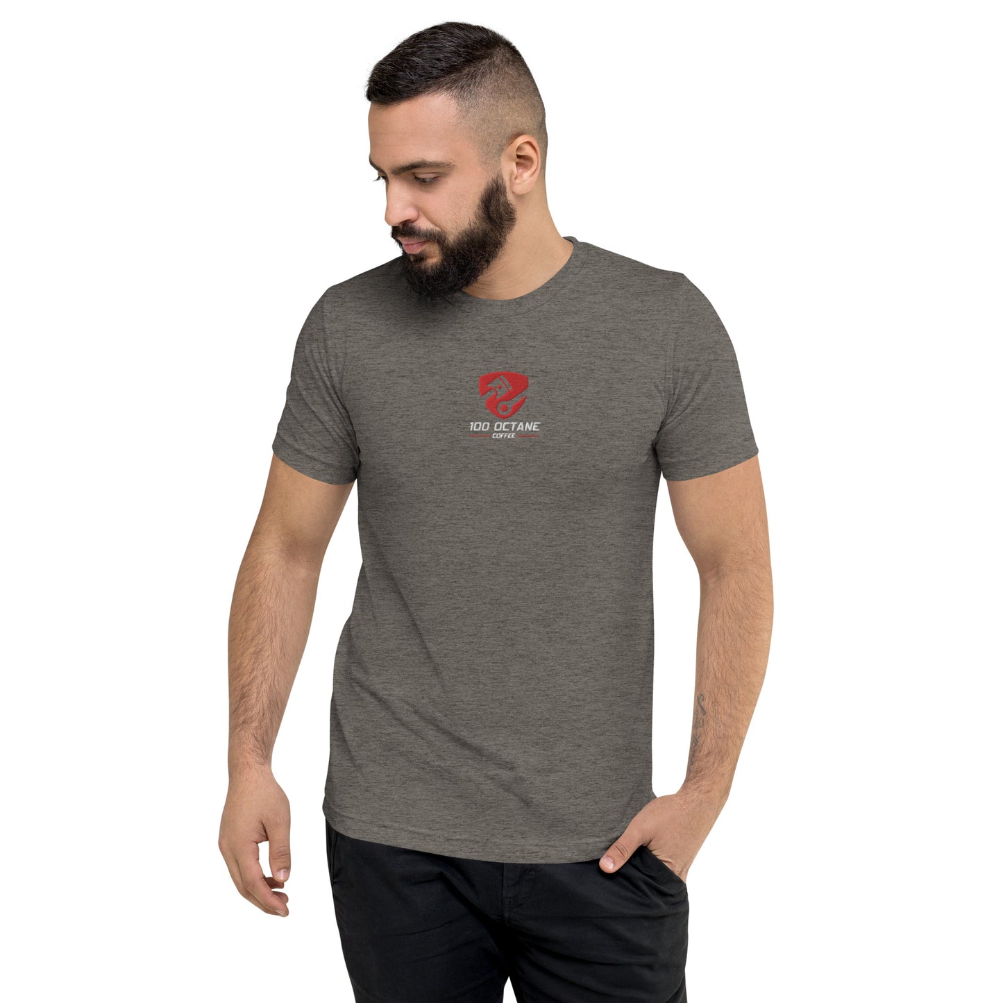 Red & White Embroidery Logo Men Tee