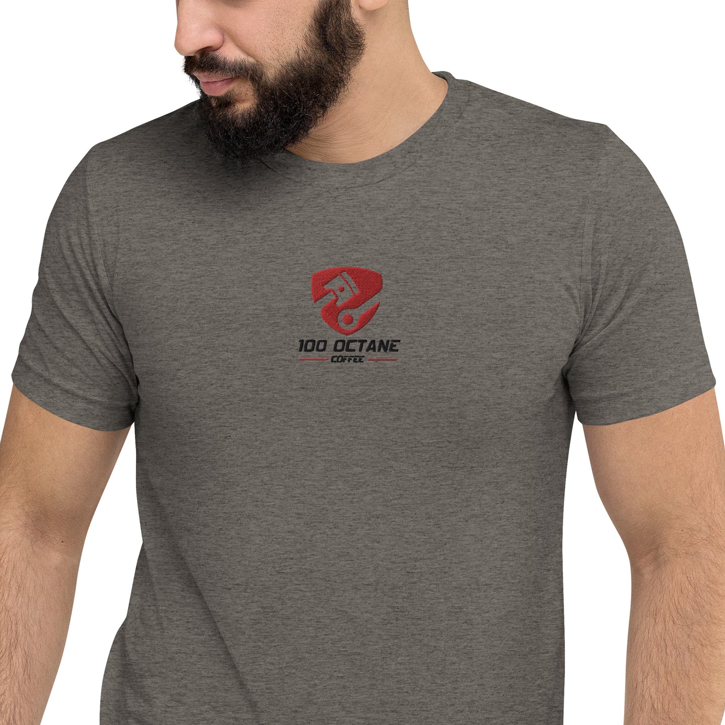 Red &Black Embroidery Logo Men Tee