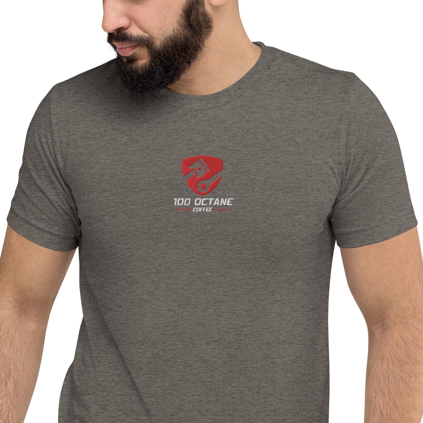 Red & White Embroidery Logo Men Tee