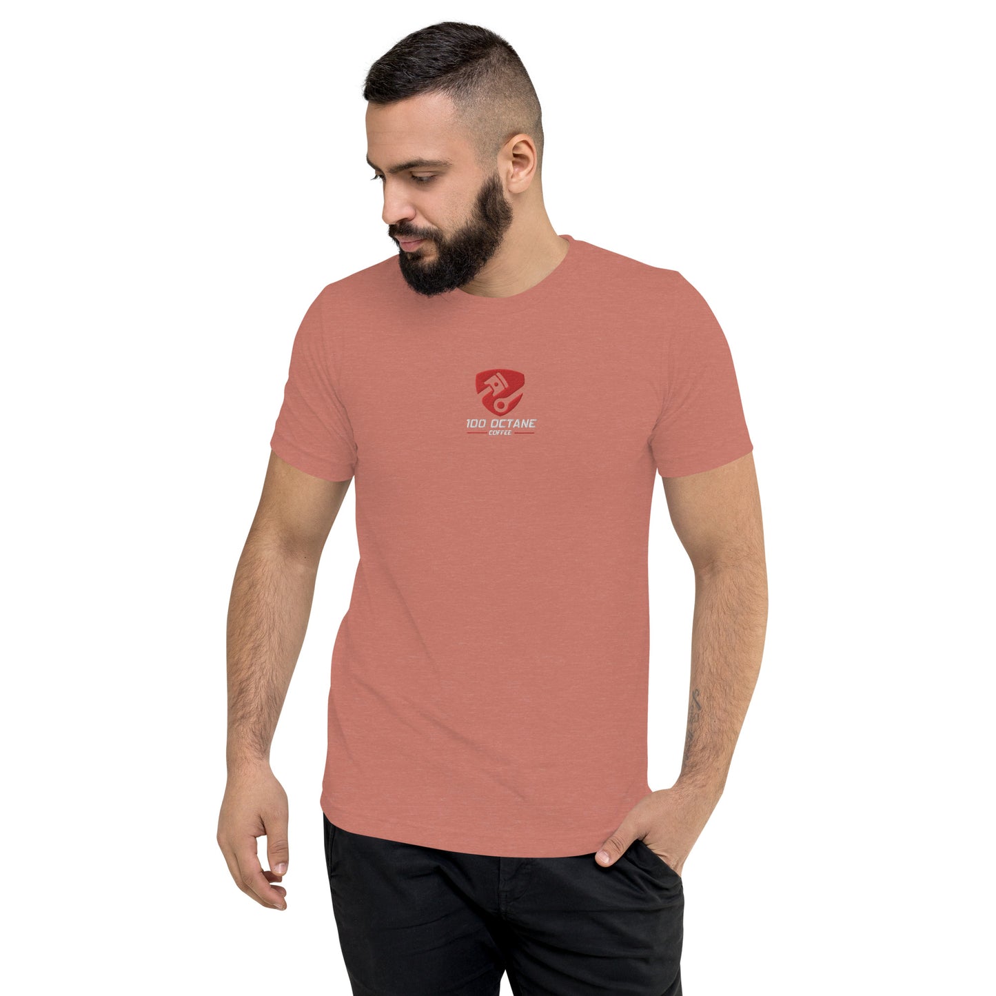 Red & White Embroidery Logo Men Tee