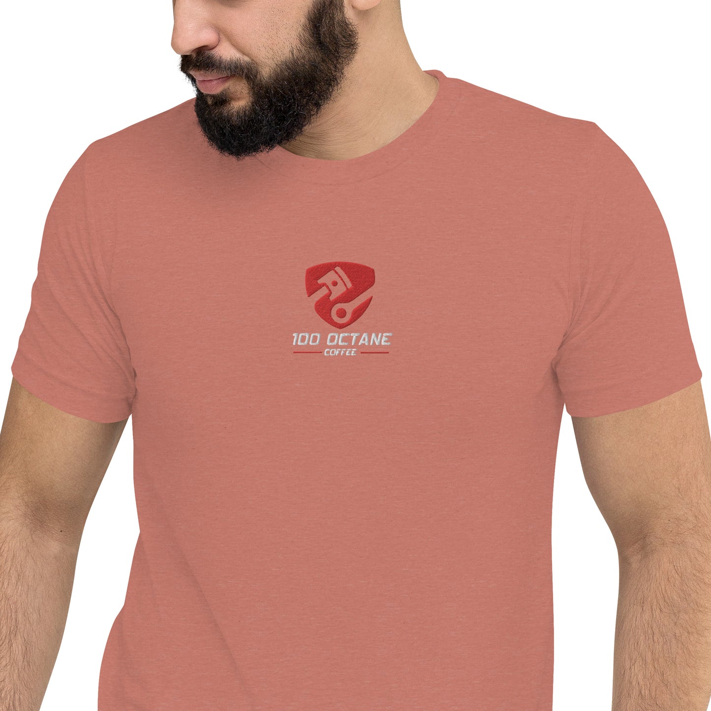 Red & White Embroidery Logo Men Tee