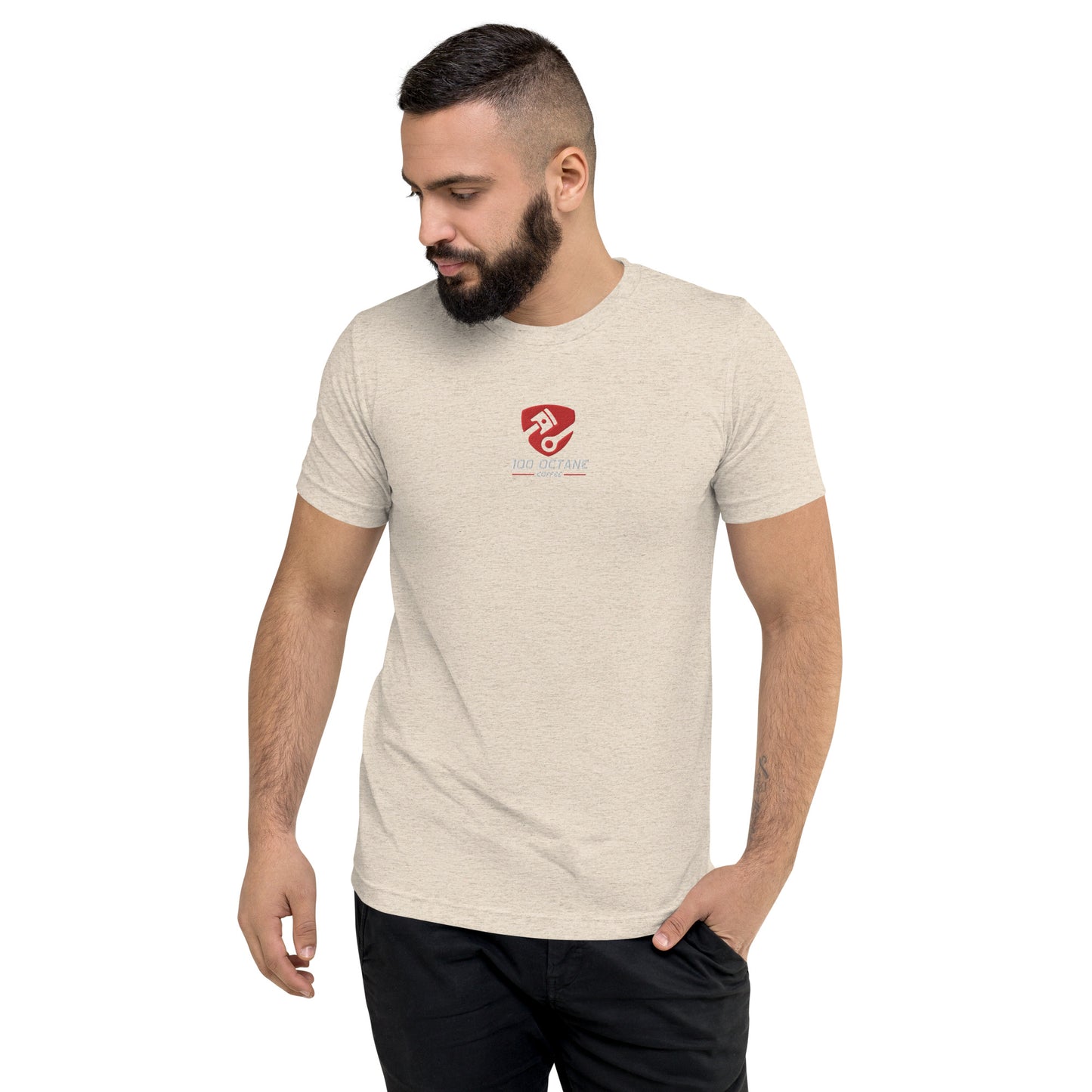 Red & White Embroidery Logo Men Tee
