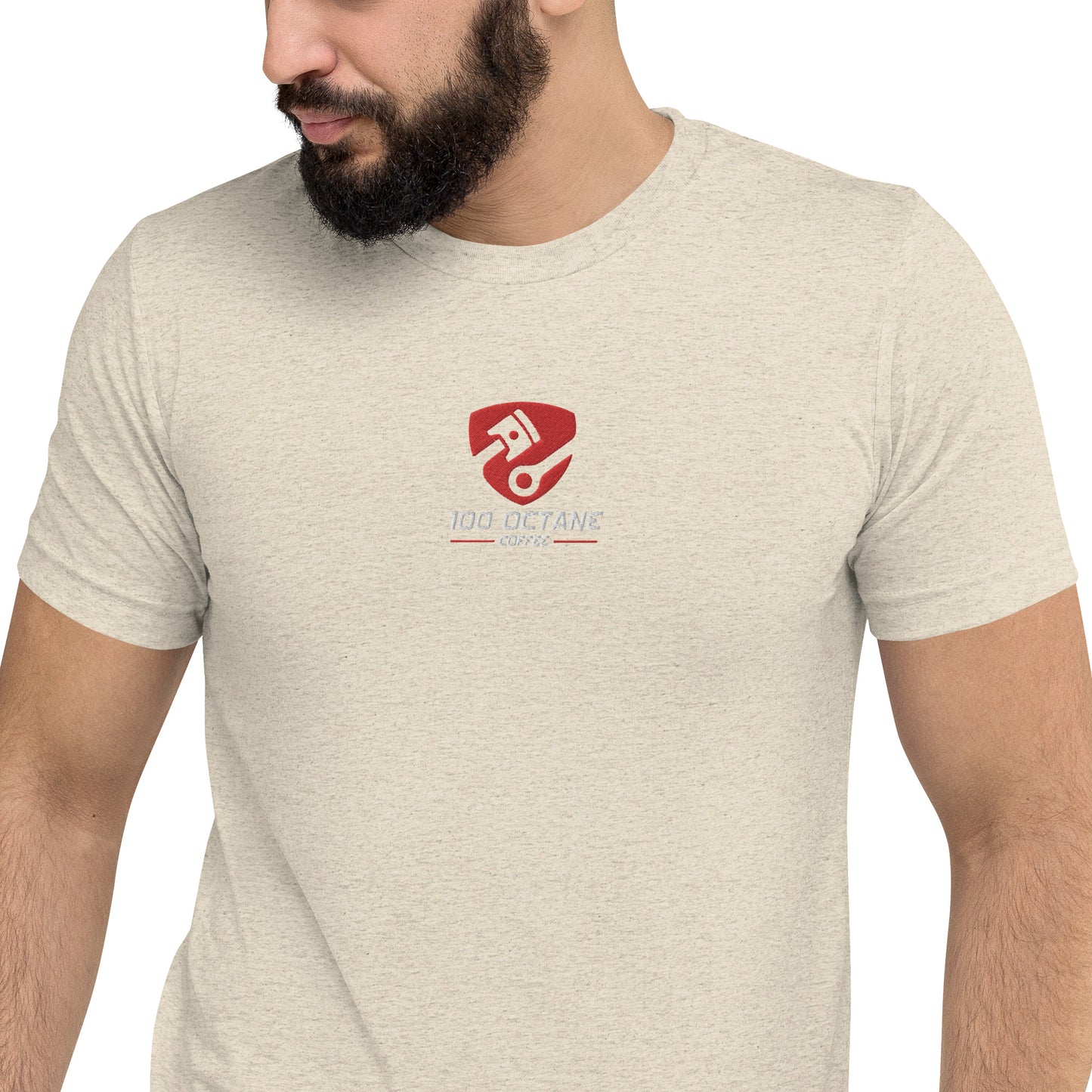 Red & White Embroidery Logo Men Tee