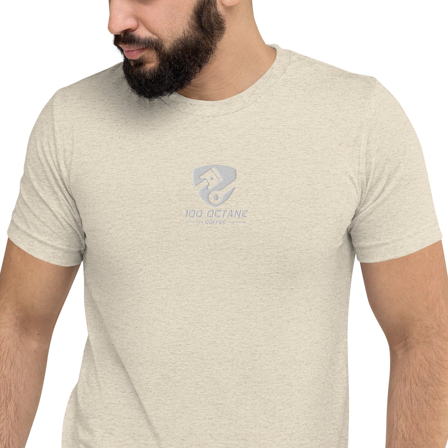 White Embroidery Logo Men Tee