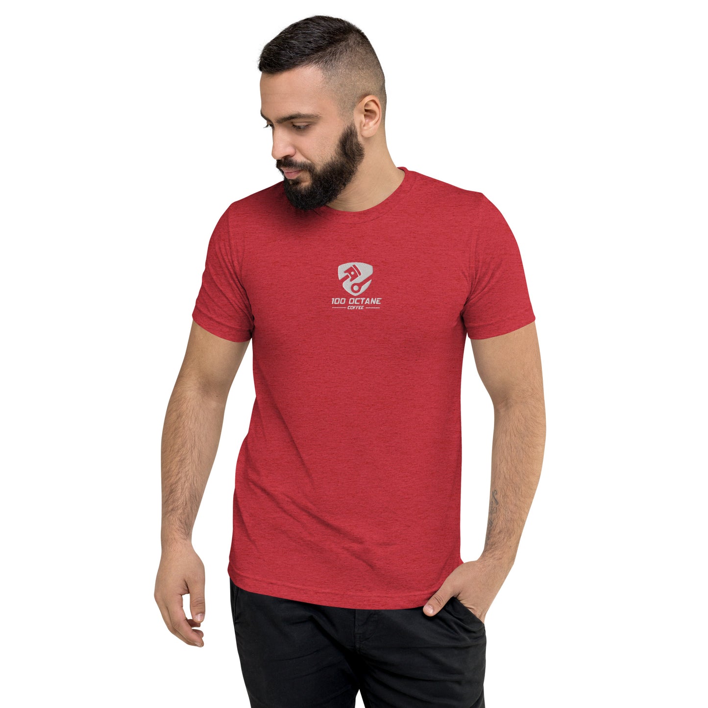 White Embroidery Logo Men Tee