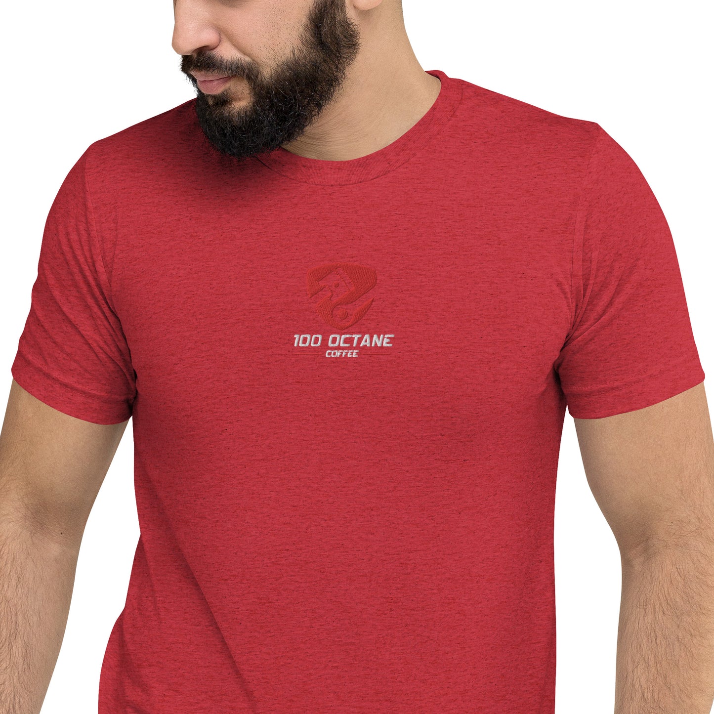 Red & White Embroidery Logo Men Tee