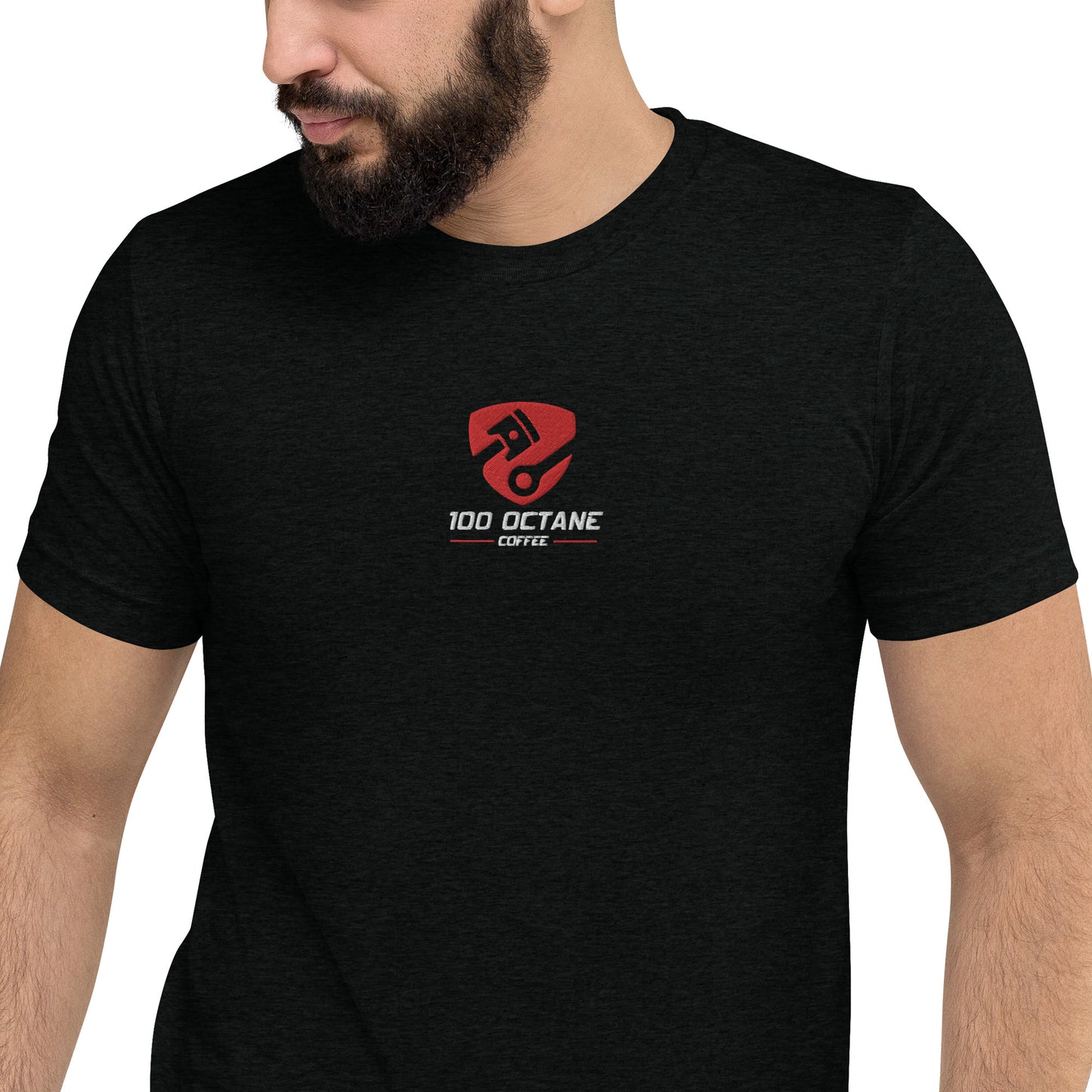 Red & White Embroidery Logo Men Tee