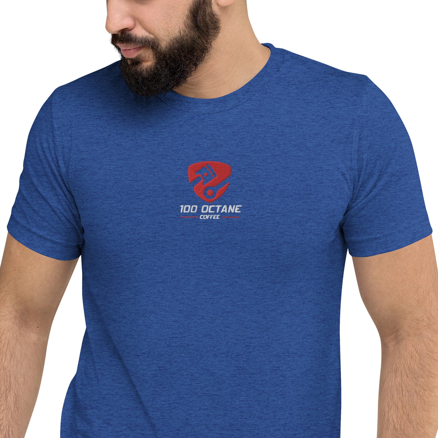 Red & White Embroidery Logo Men Tee