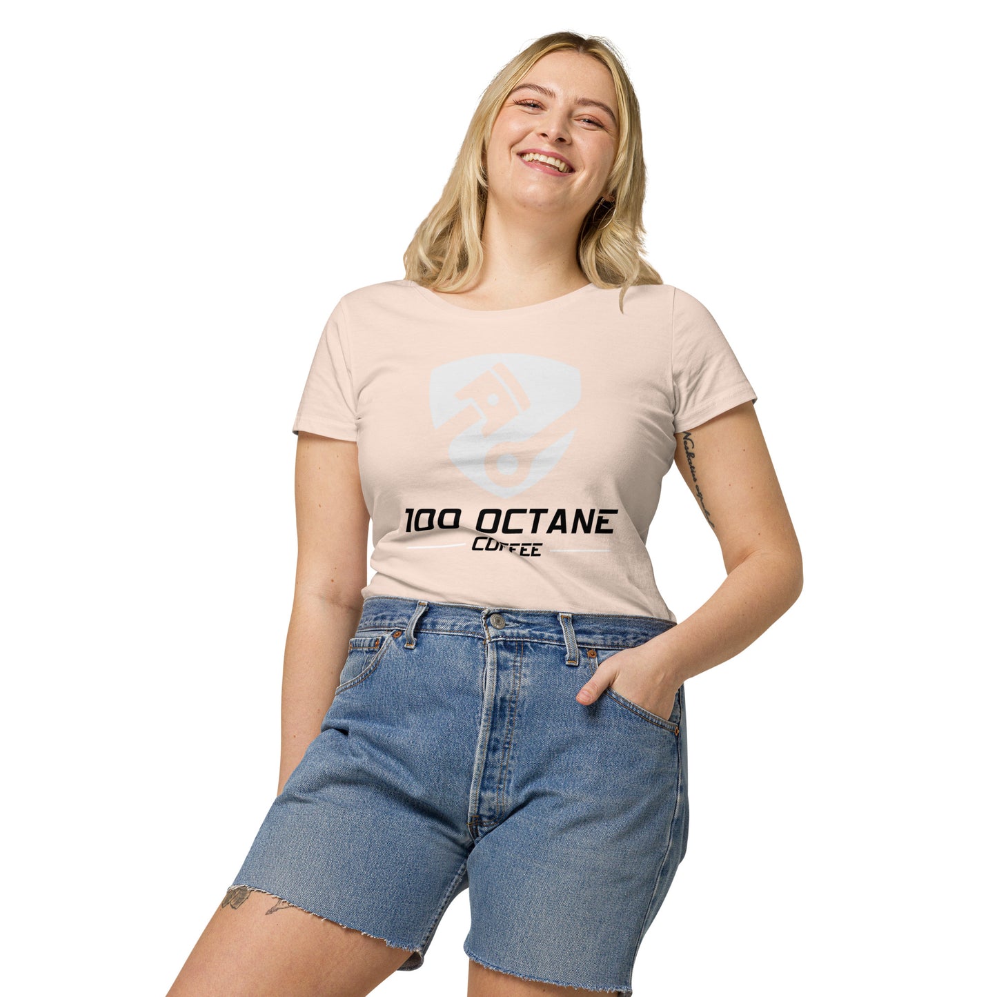 White & Black Logo Women Tee