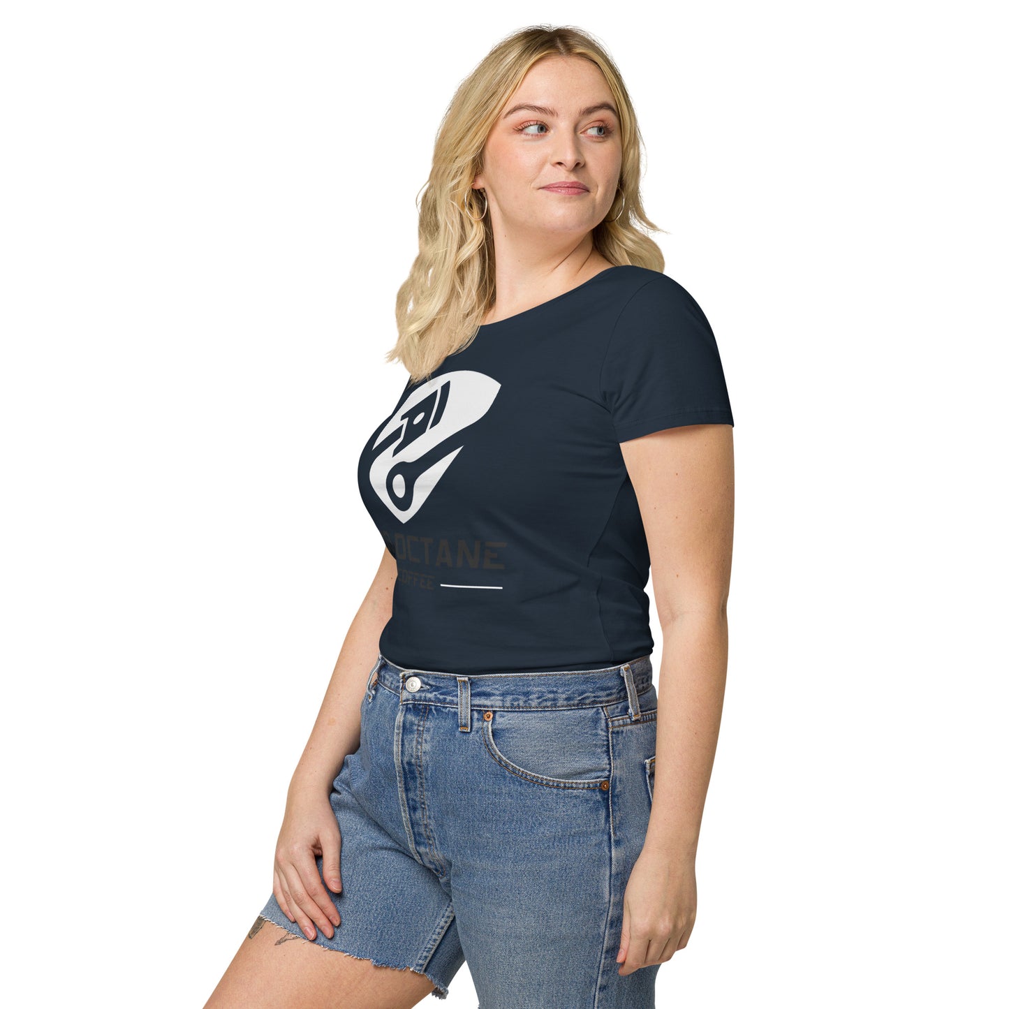 White & Black Logo Women Tee